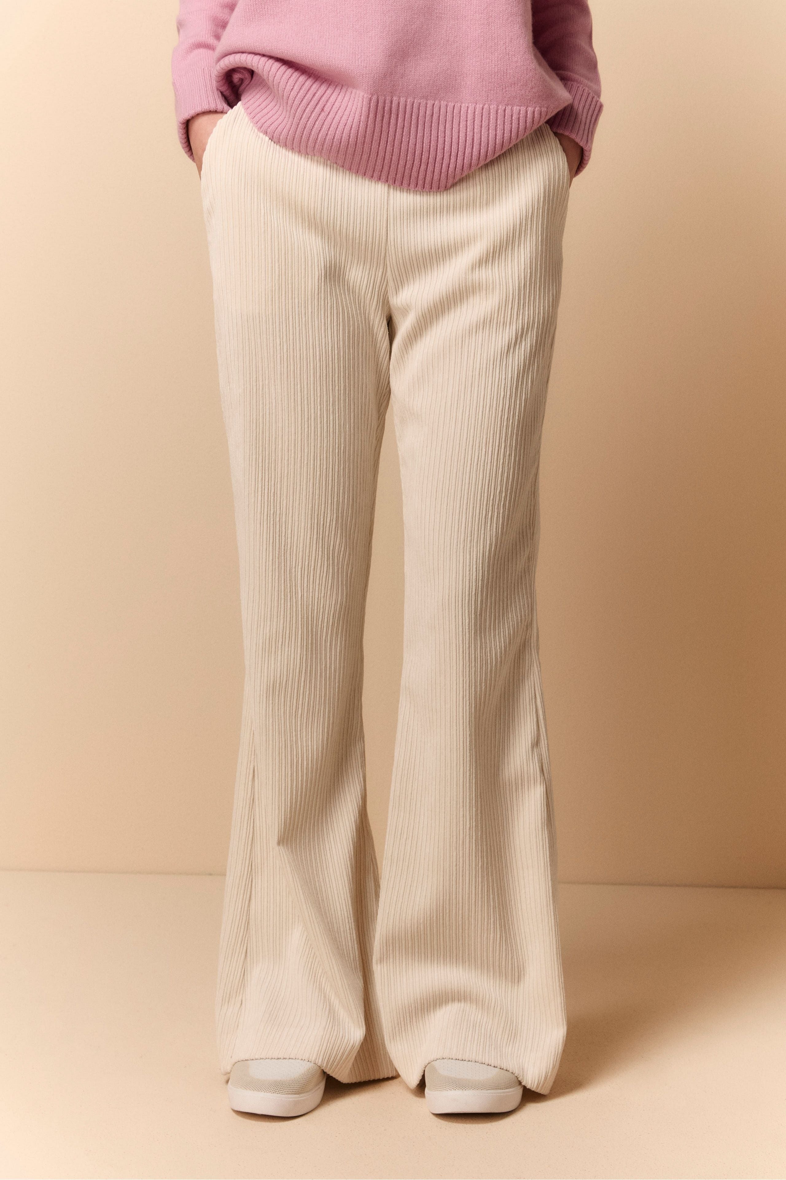Wide Leg Pants Cream Velvet Pants Flared Trousers In Velvet CREAM