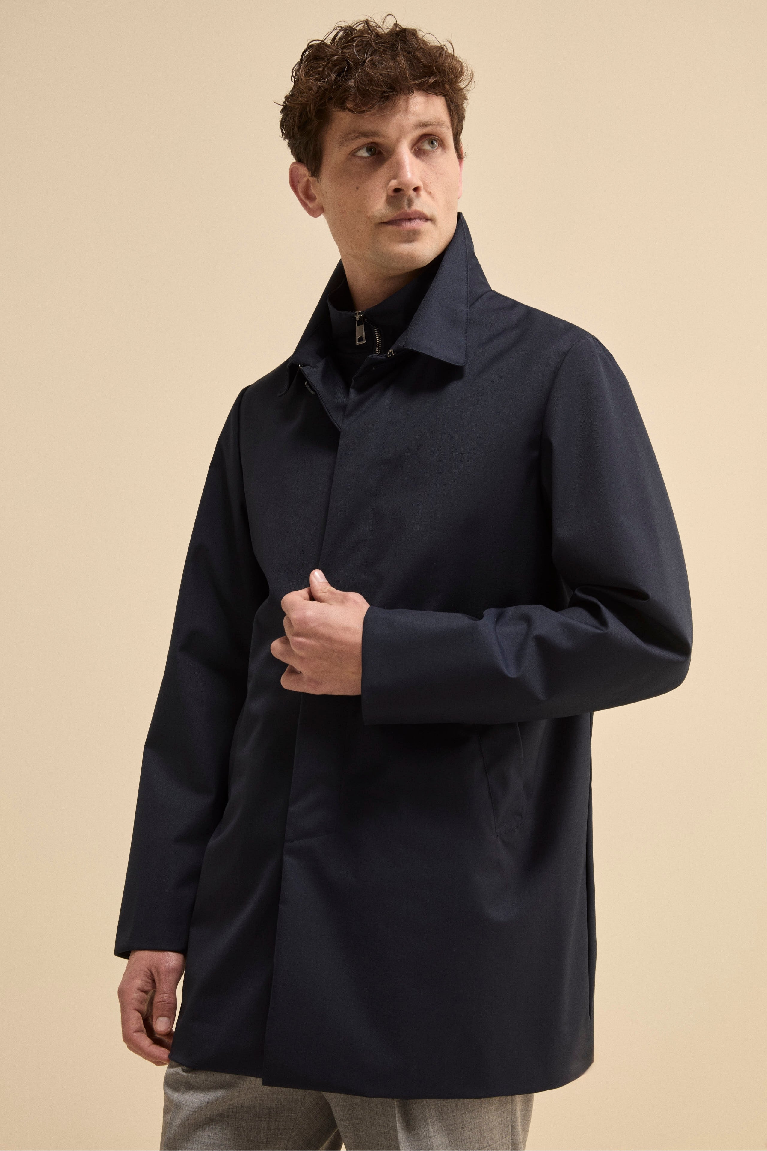 Lined Waterproof Trench Coat BLUE 46 - Main Image