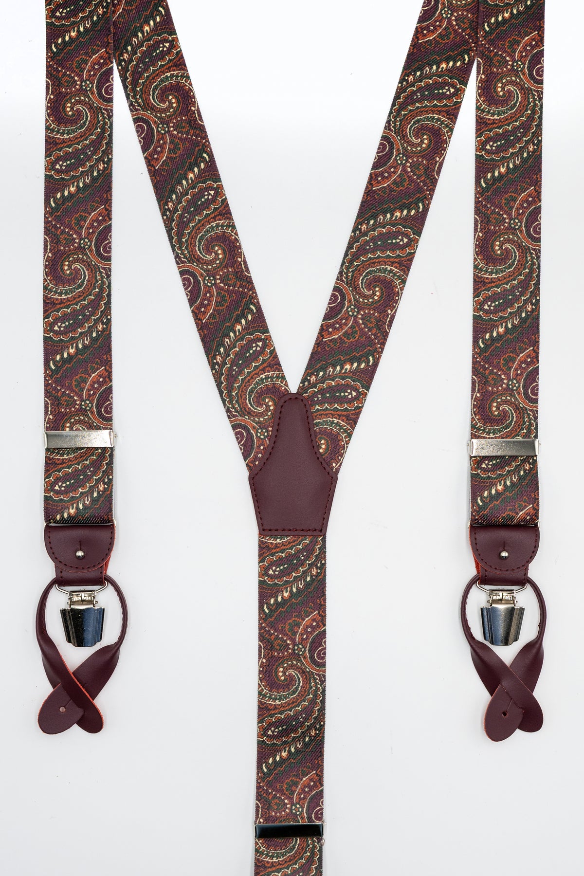 Suspenders with Leather Button Loops and Metal Clips - Pattern