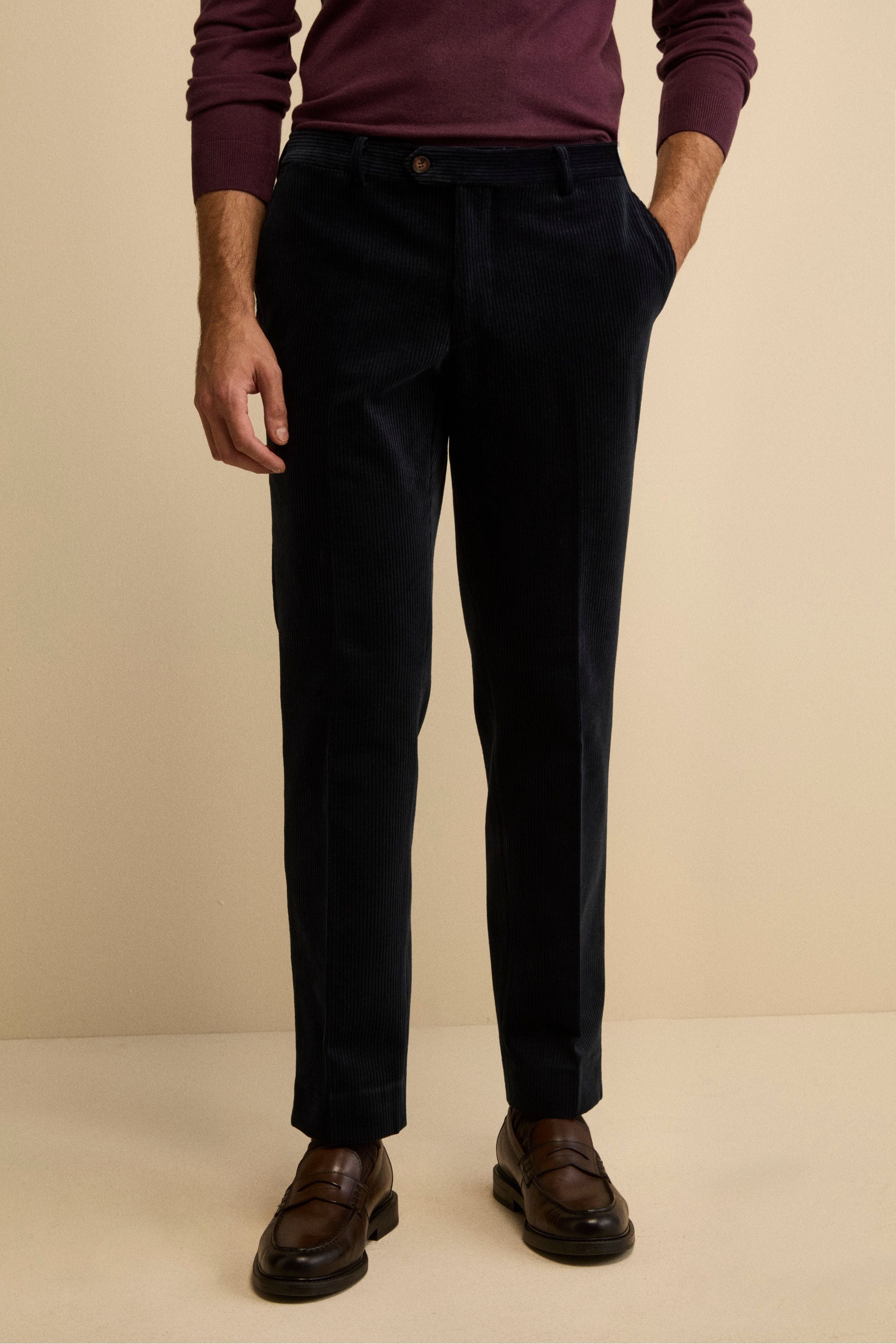 Chino Trousers in Velvet Comfort Fit - BLUE