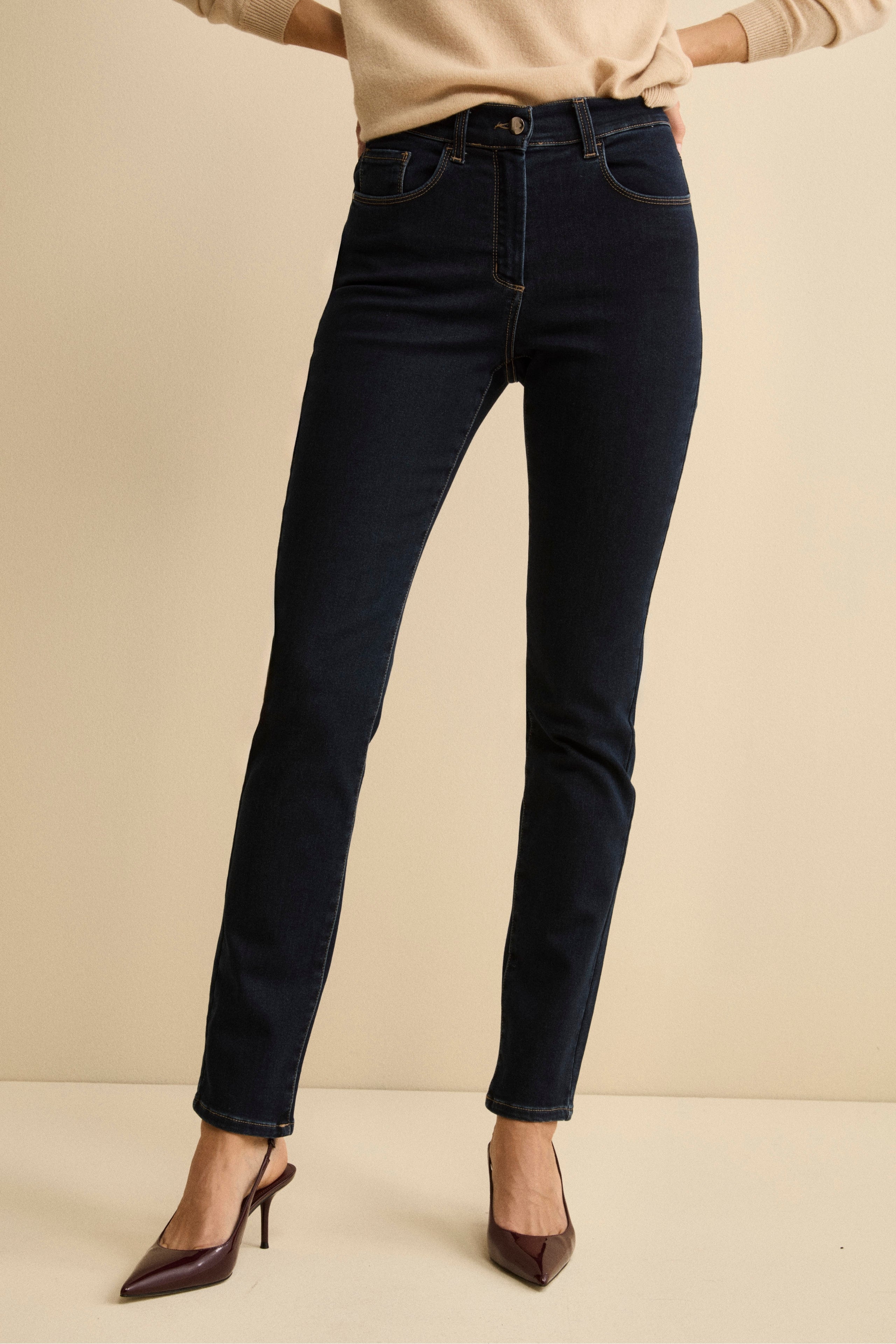 Jean cigarette slim en mlange de coton - DENIM