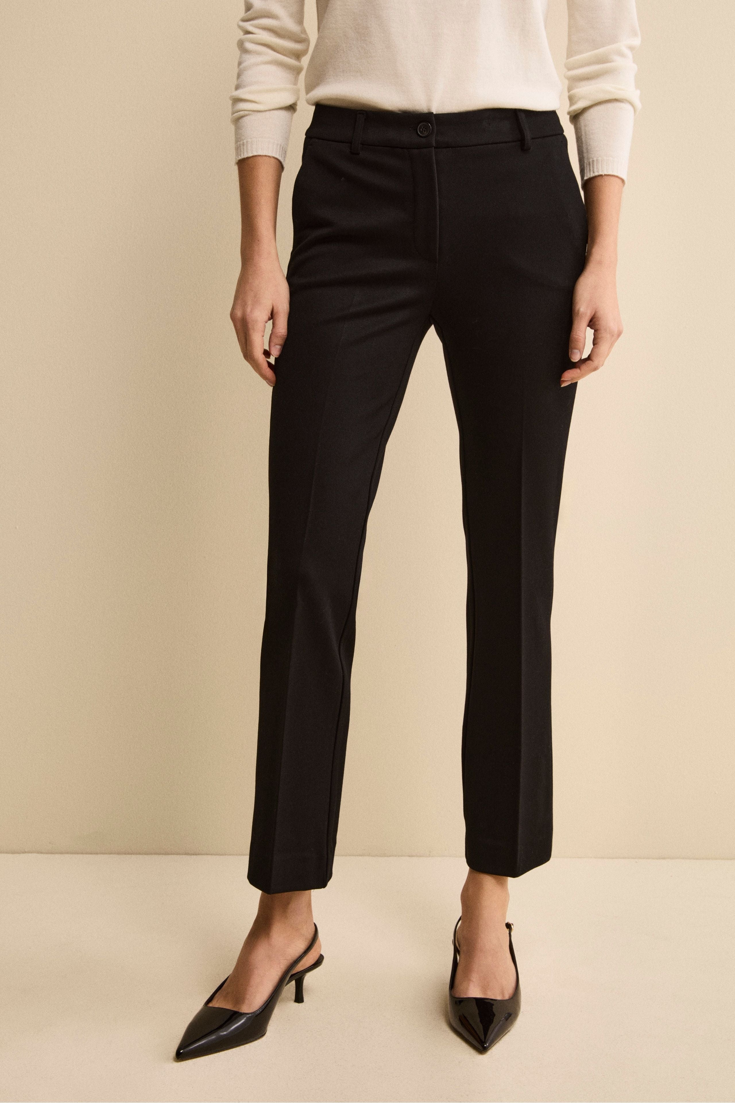 Mid Flare Trousers in Tricotina - BLACK