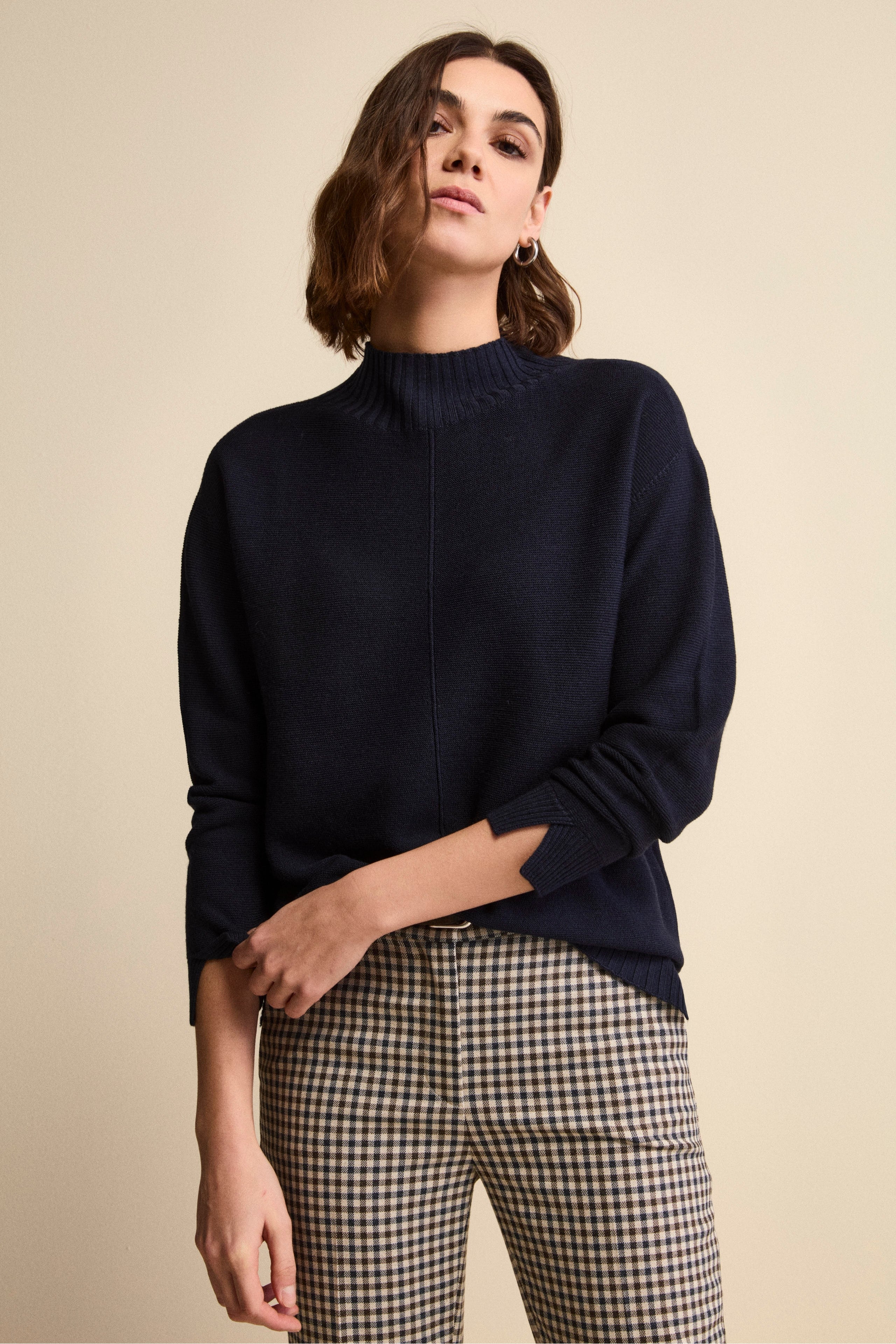 Links-Knit Turtleneck in Merino Wool - BLUE