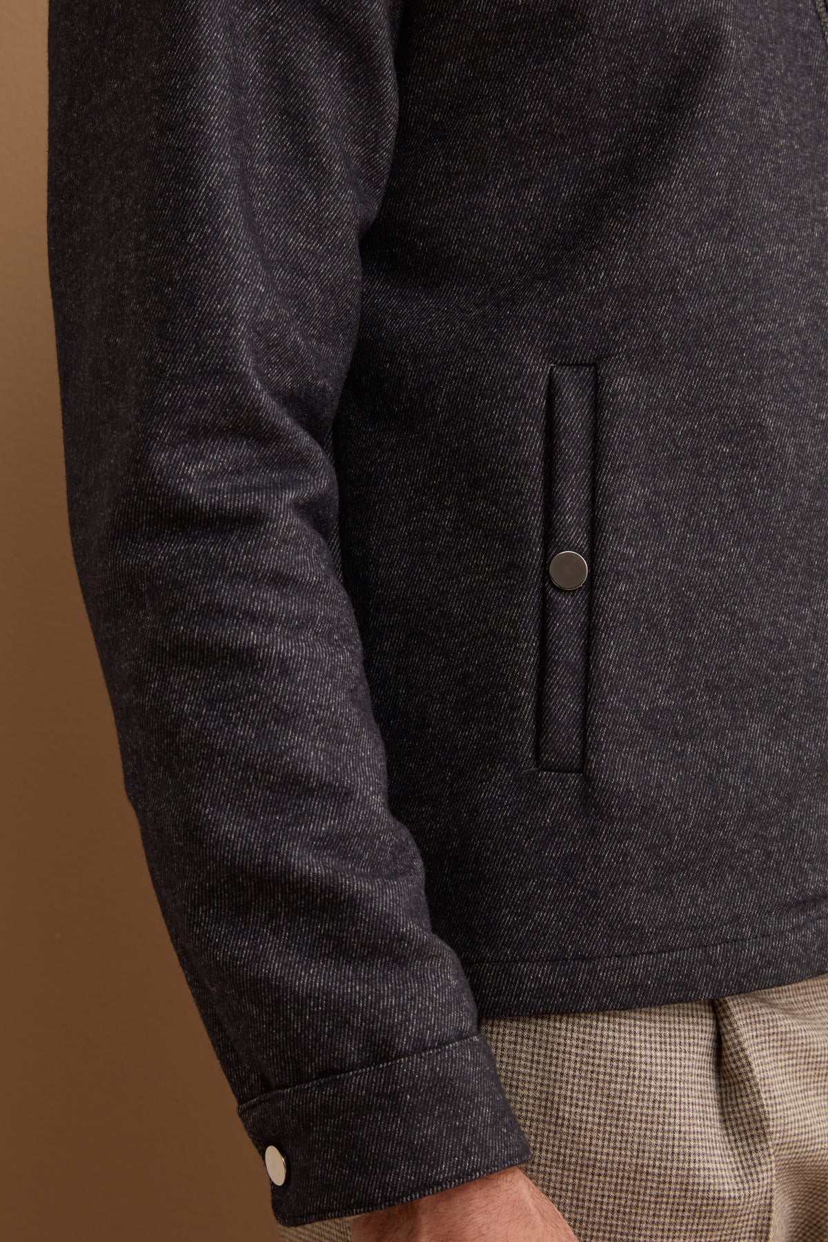 Wool-Blend Overshirt Jacket with Zip - BLUE