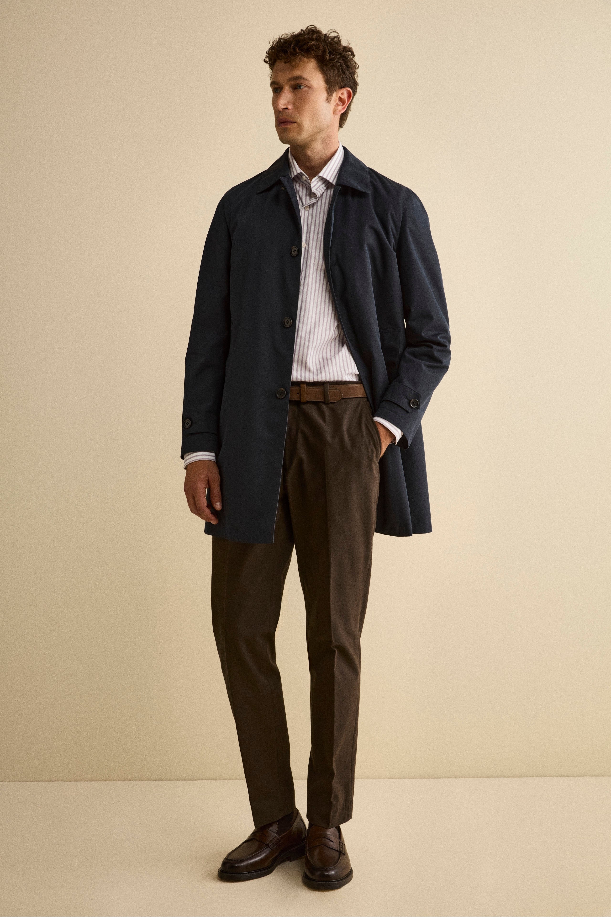 Quilted Winter Midi Raincoat - BLUE