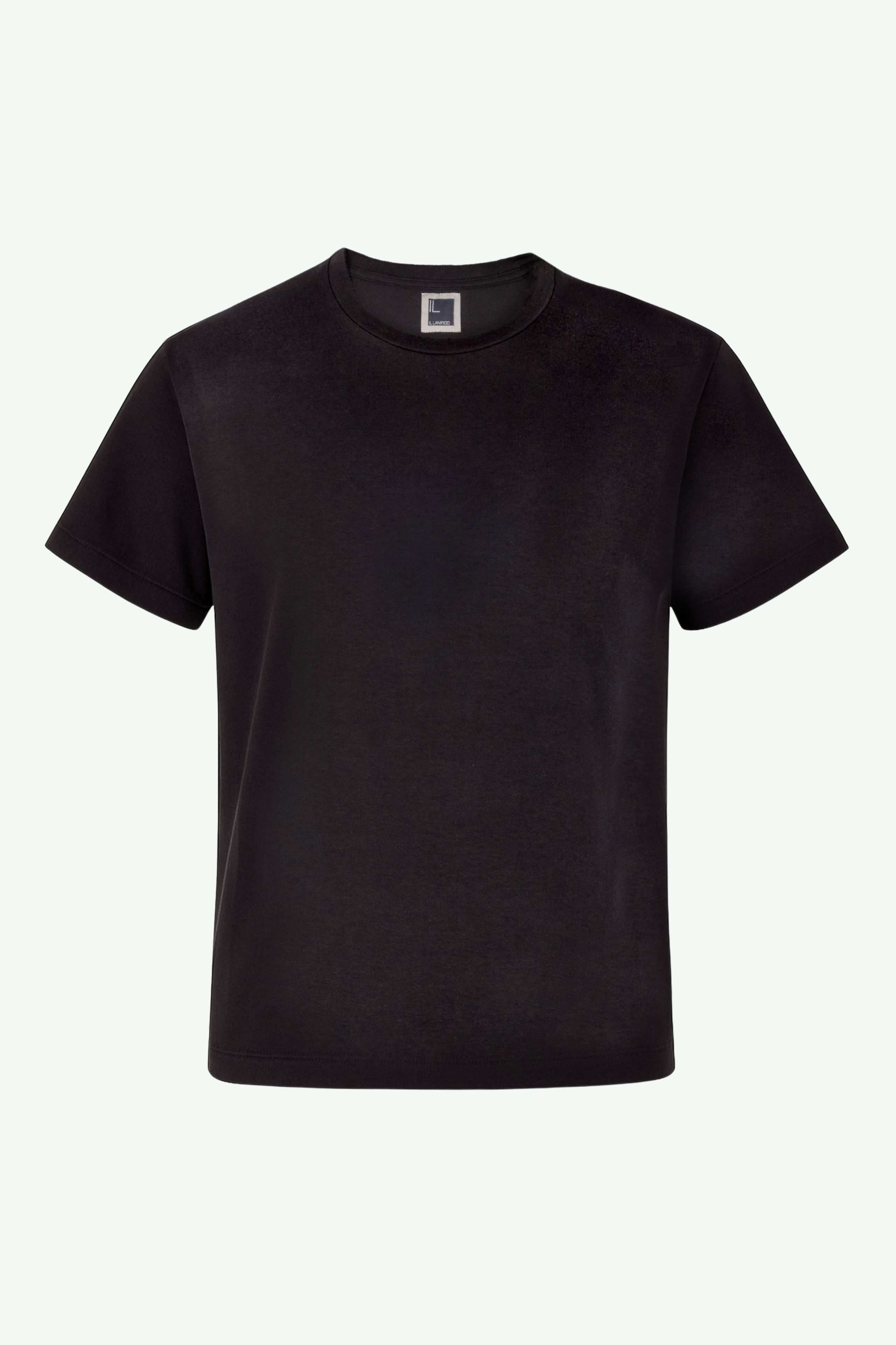 T-Shirt Girocollo in Jersey di Cotone - NERO