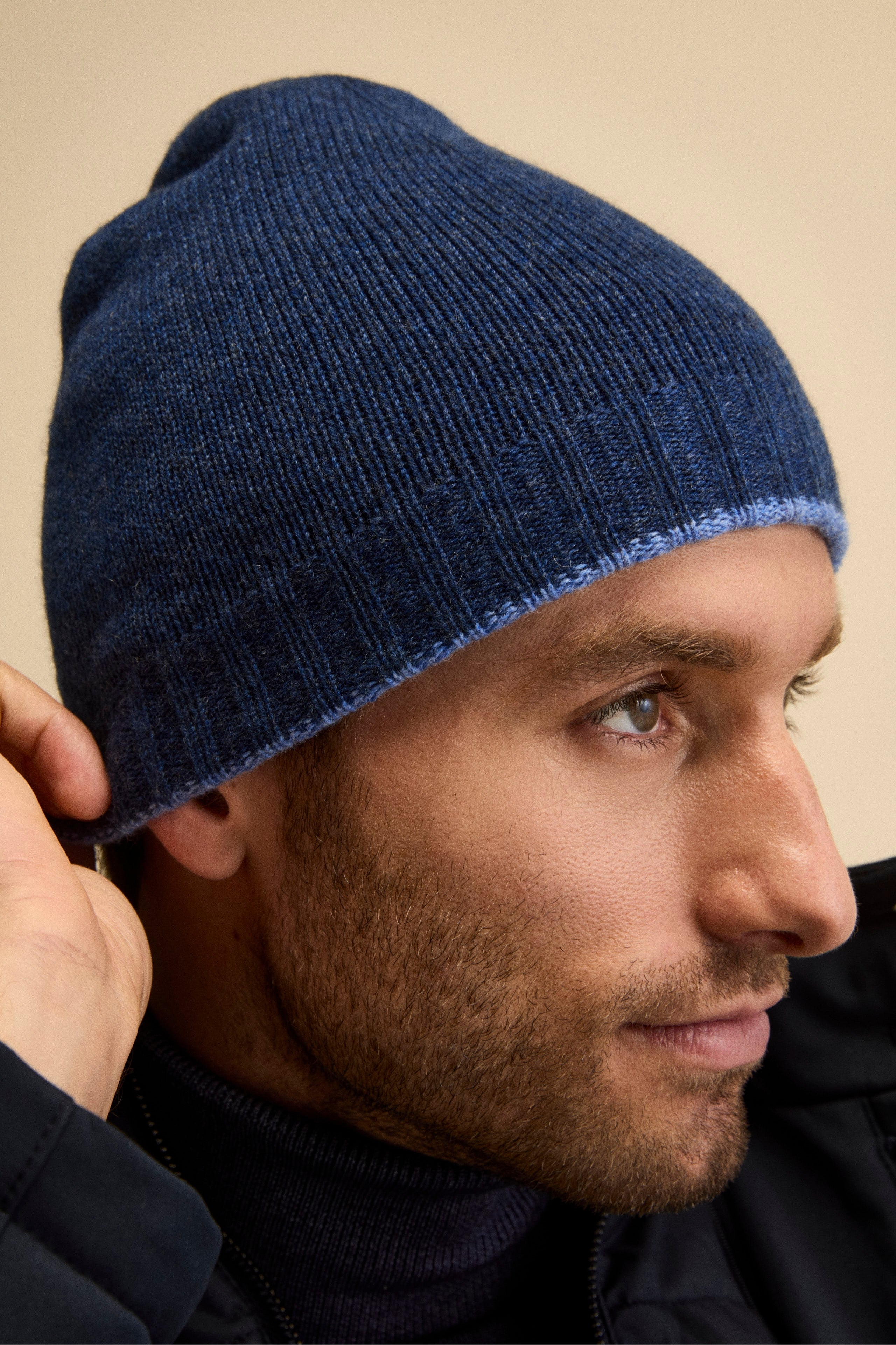 Cashmere beanie - Denim-Blue melange