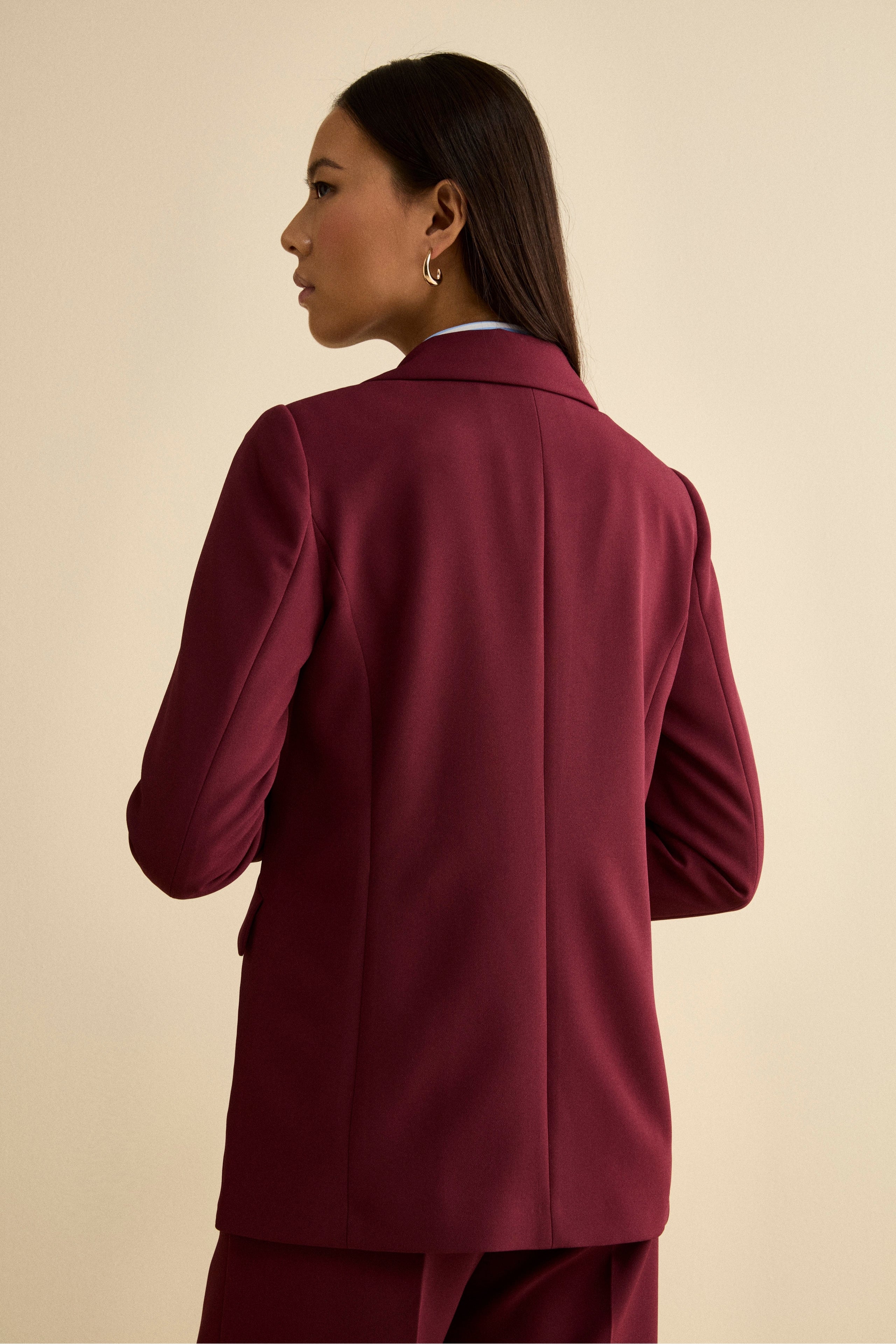 Lined Bi-Stretch Jacket Regular Fit - Burgundy