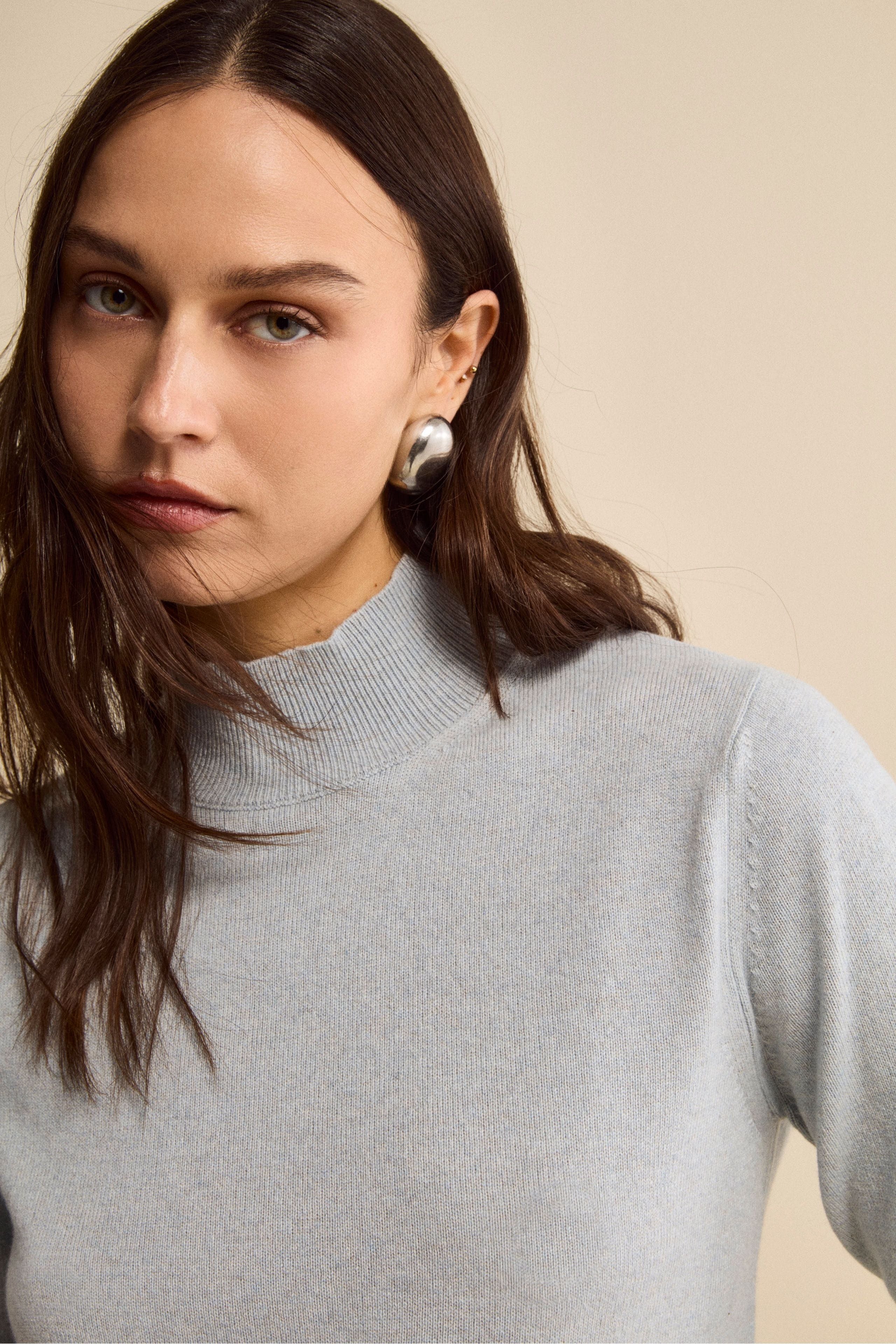 Turtleneck in Silk and Cashmere - Light blue