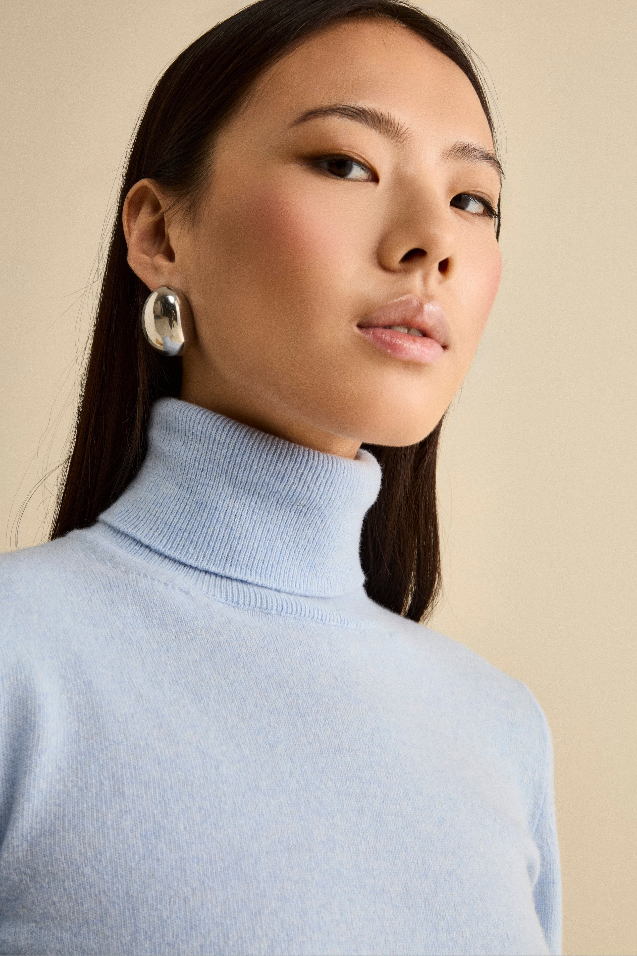 Wool and cashmere turtleneck - Light blue