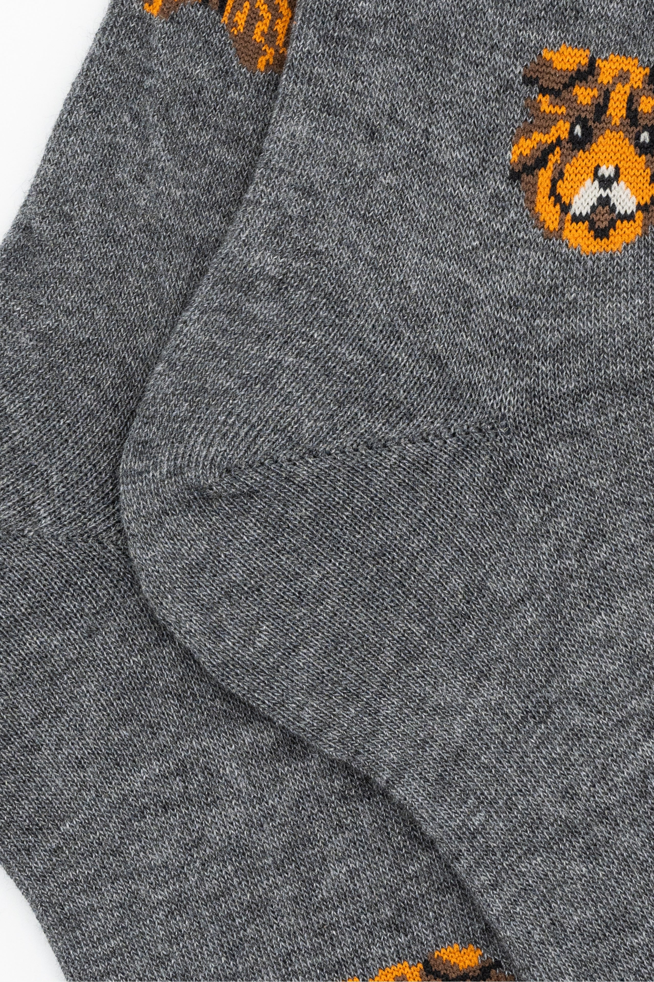 Long Cotton Socks with Dog Pattern - Dark grey