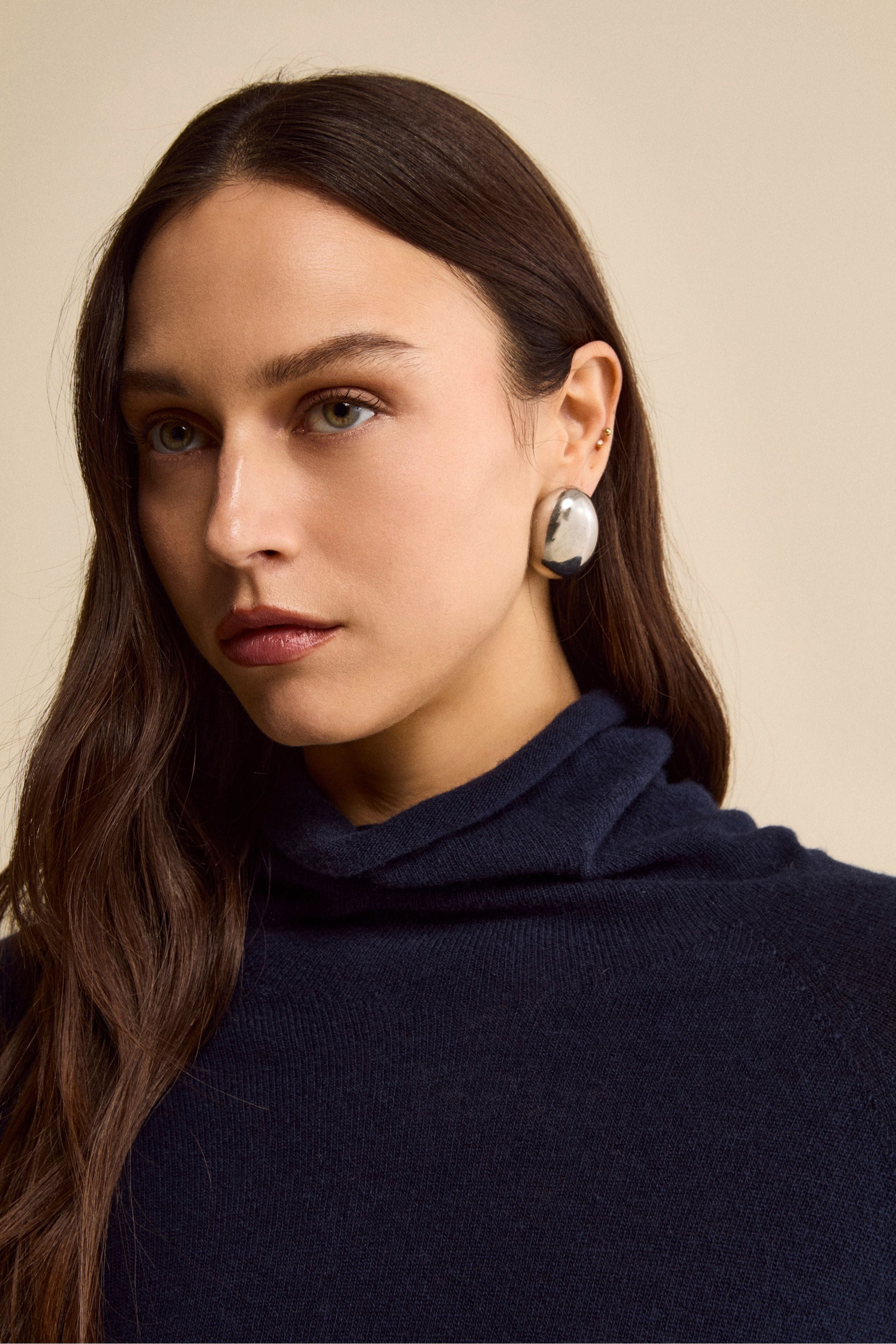 Soft Collar Cashmere Wool Sweater - BLUE