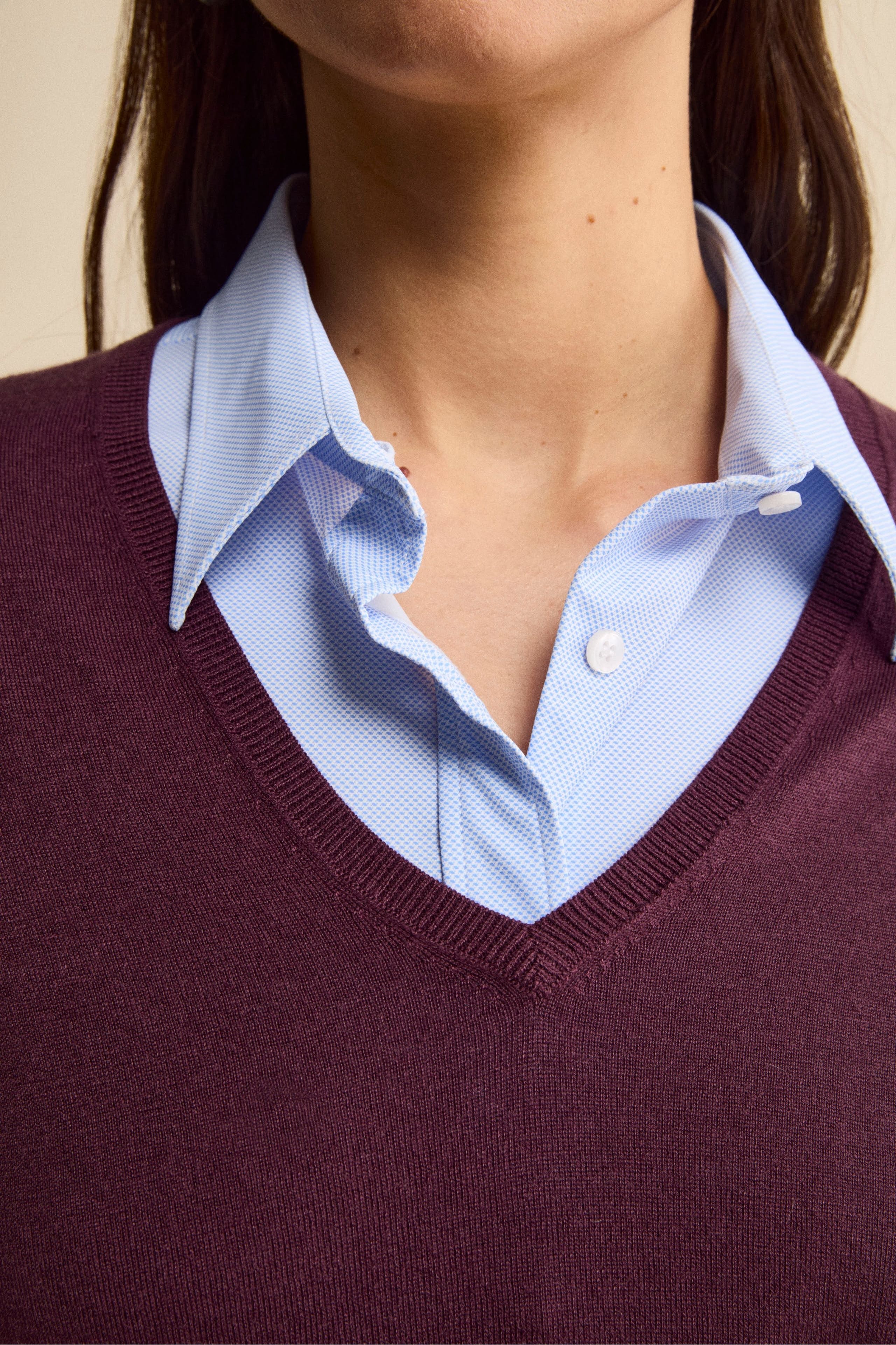 Extrafine Silk and Cashmere V-Neck Sweater - Dark purple