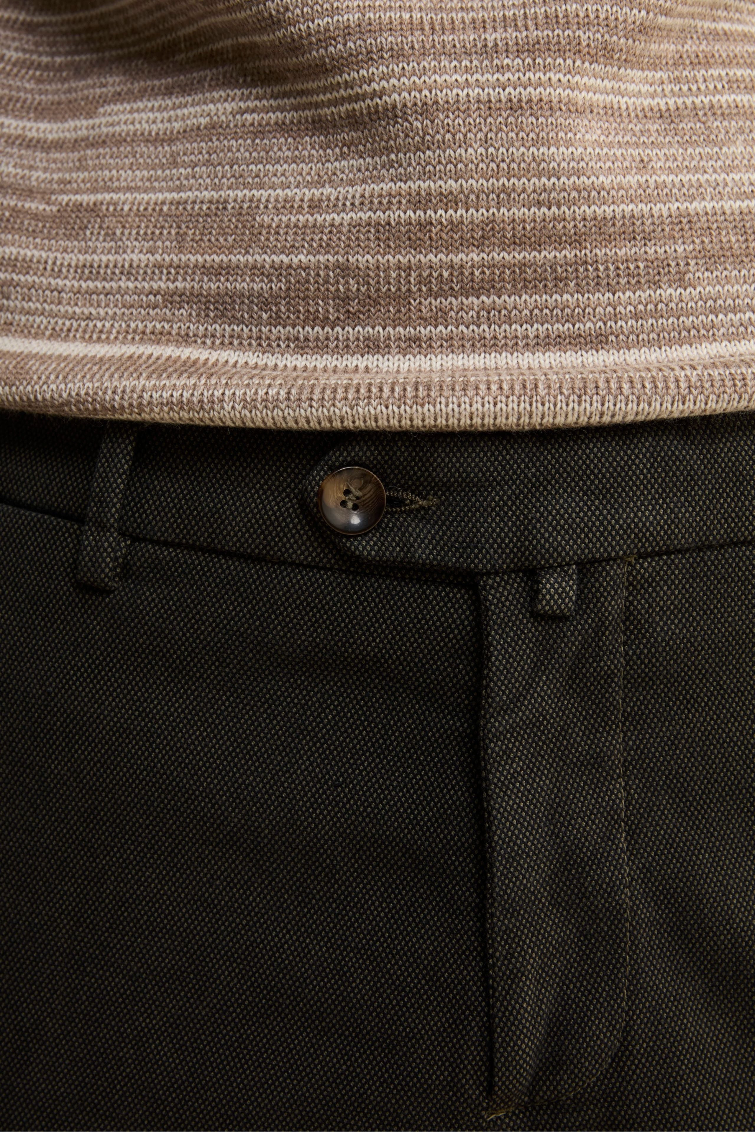 Micro-Dot Regular Fit Cotton Trousers - brown