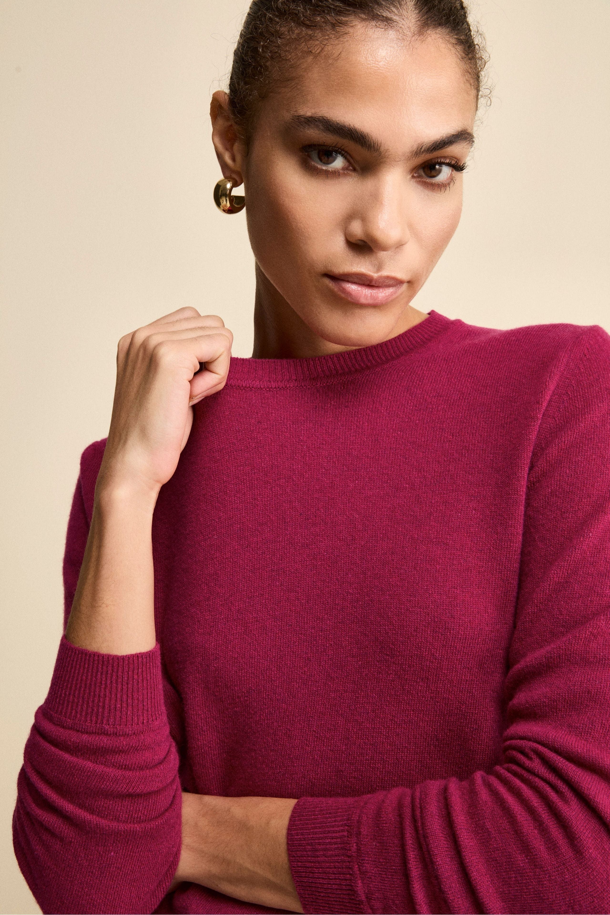 Wool and cashmere crewneck - Raspberry red