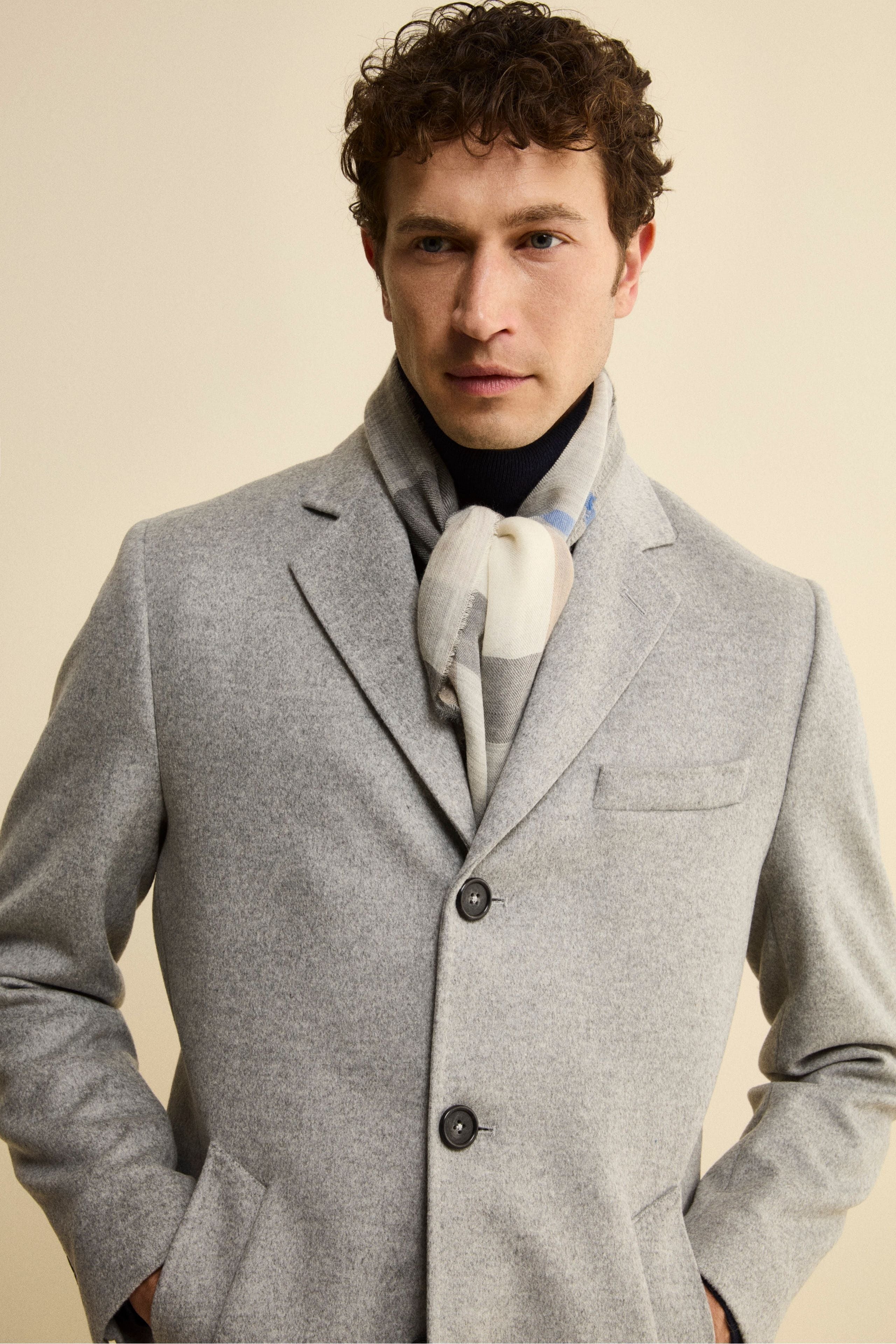 Checked Cashmere Stole - Grey check