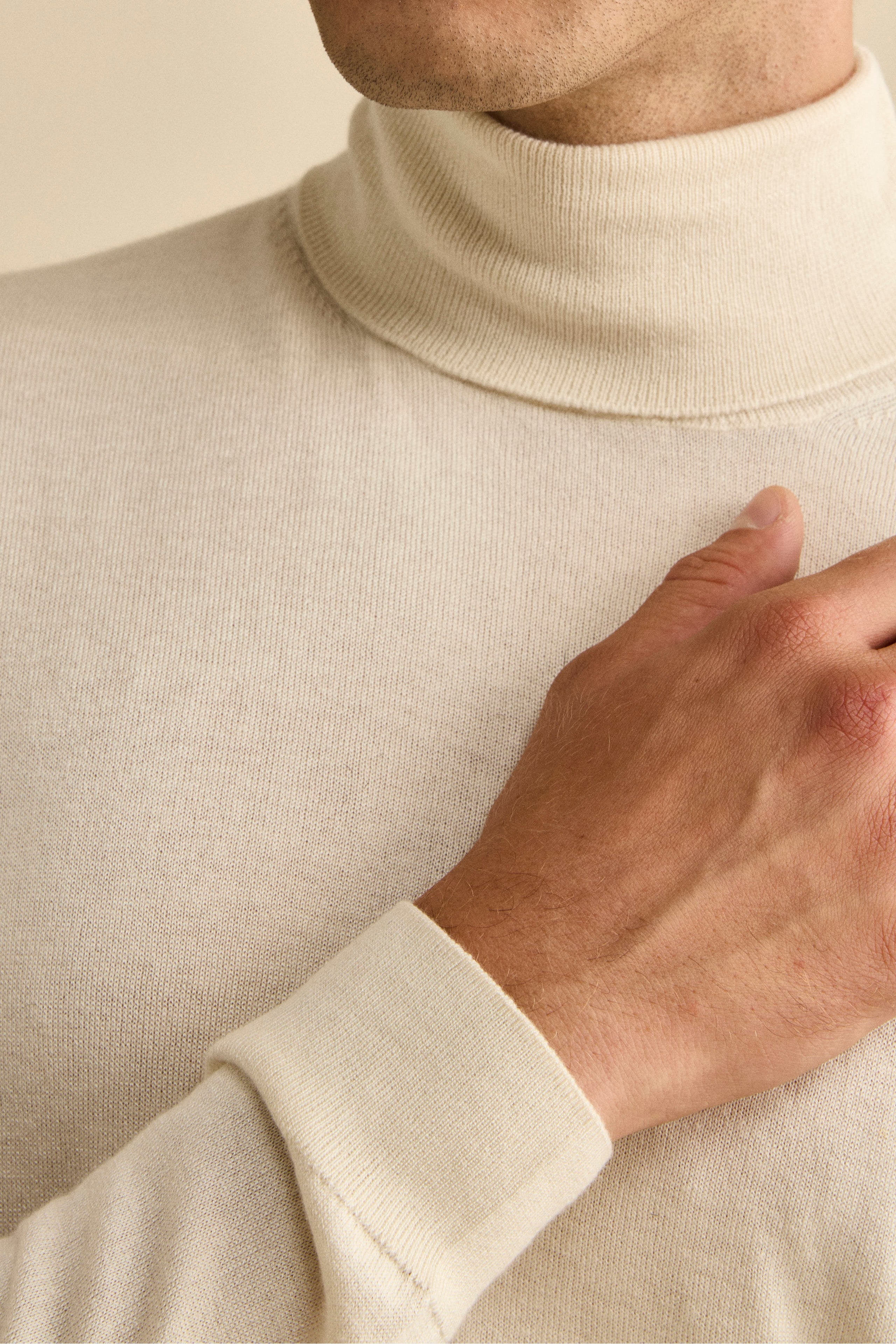 Silk and cashmere turtleneck sweater - Ivory