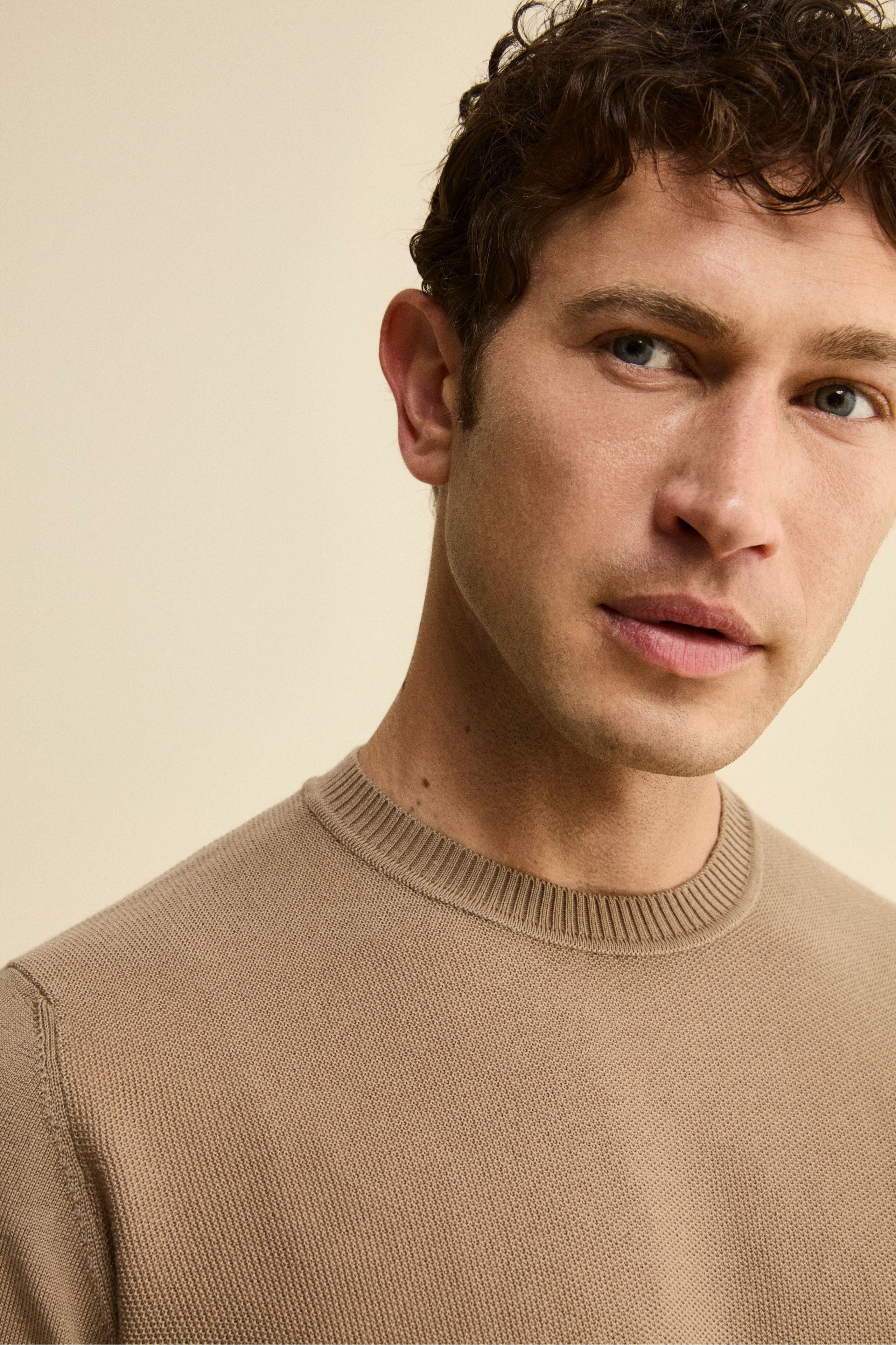 Wool Piqué Crewneck with Elbow Patches - gray