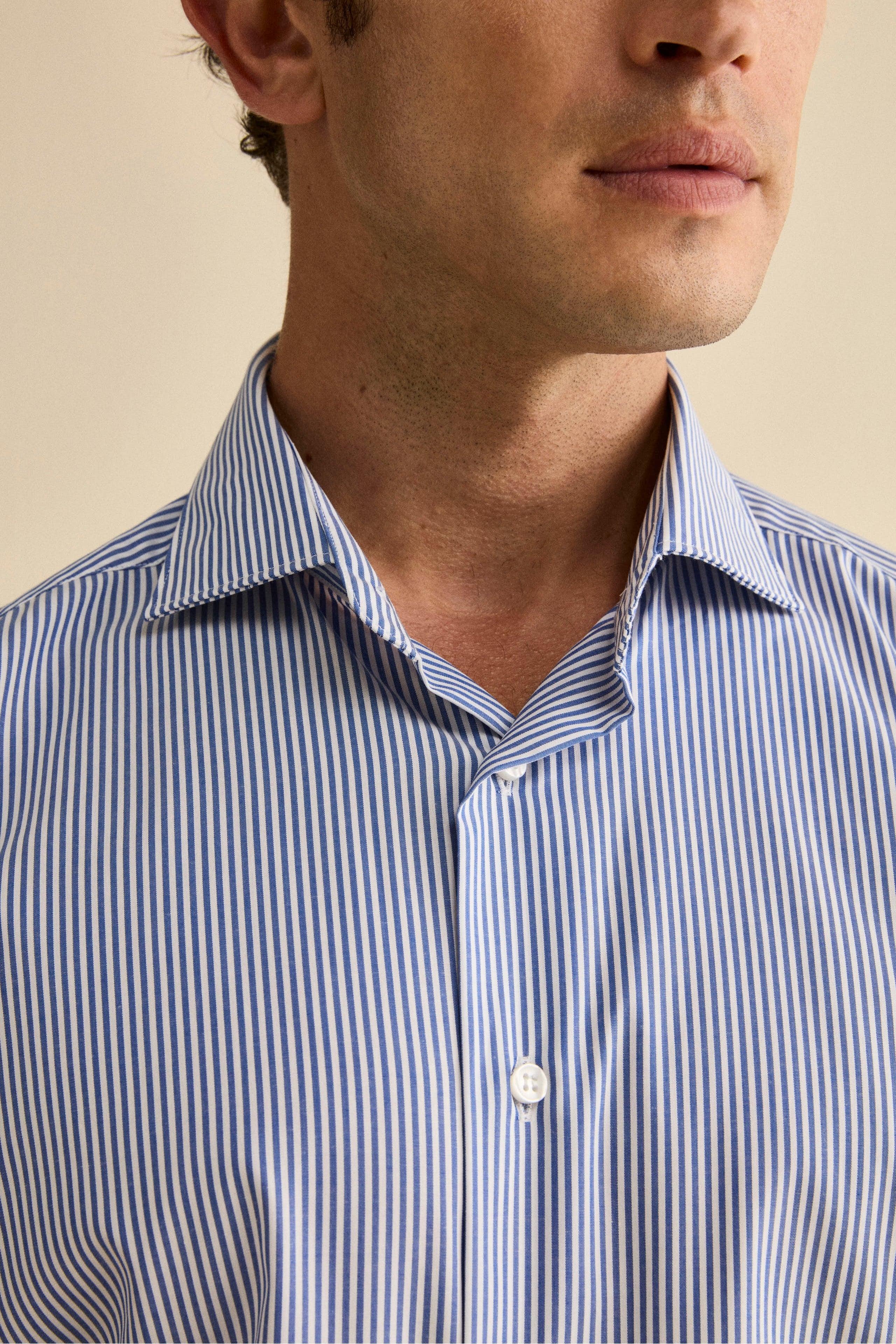 Cotton Slim Fit No-Iron Shirt - Blue stripe