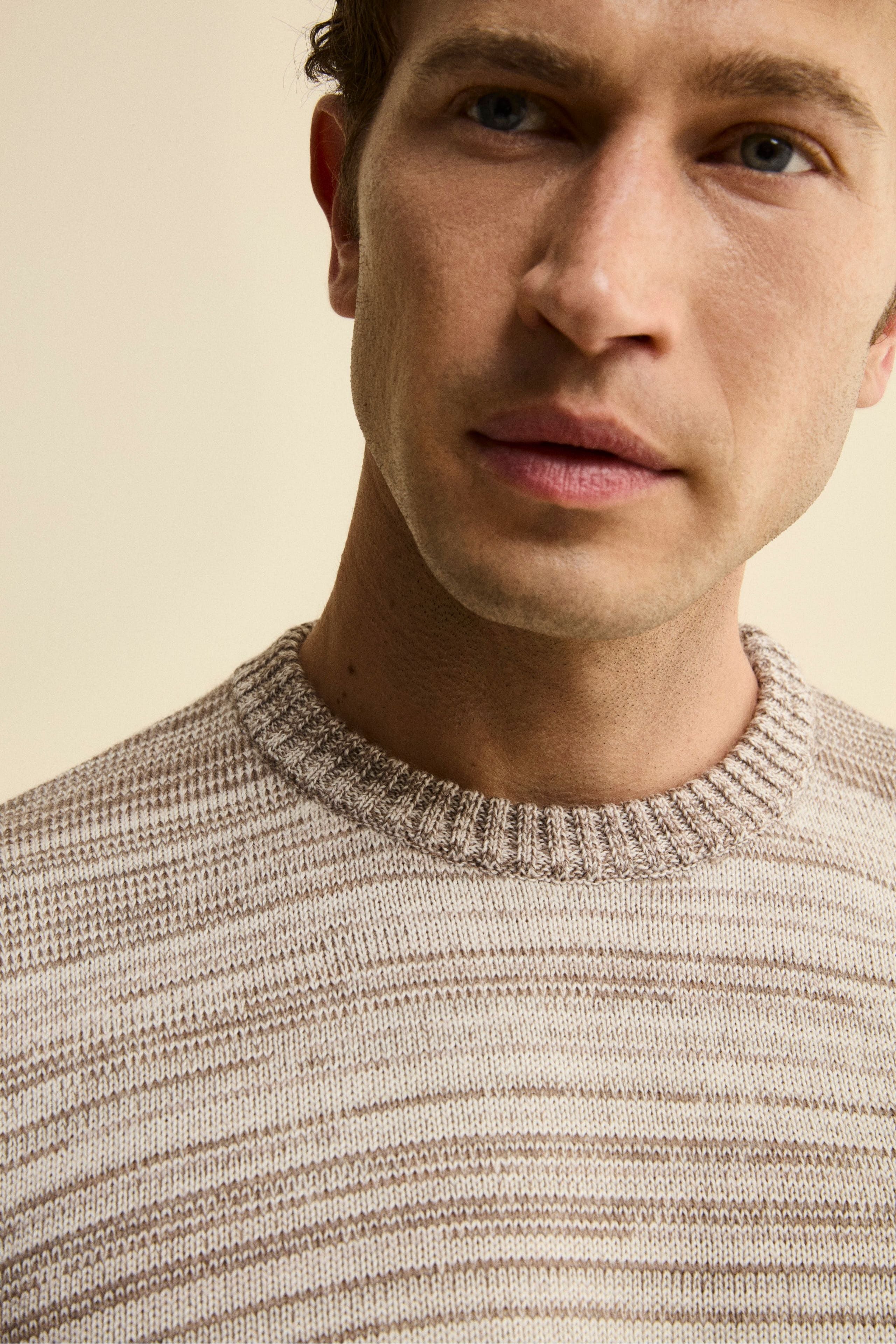 Striped Merino Wool Sweater - gray