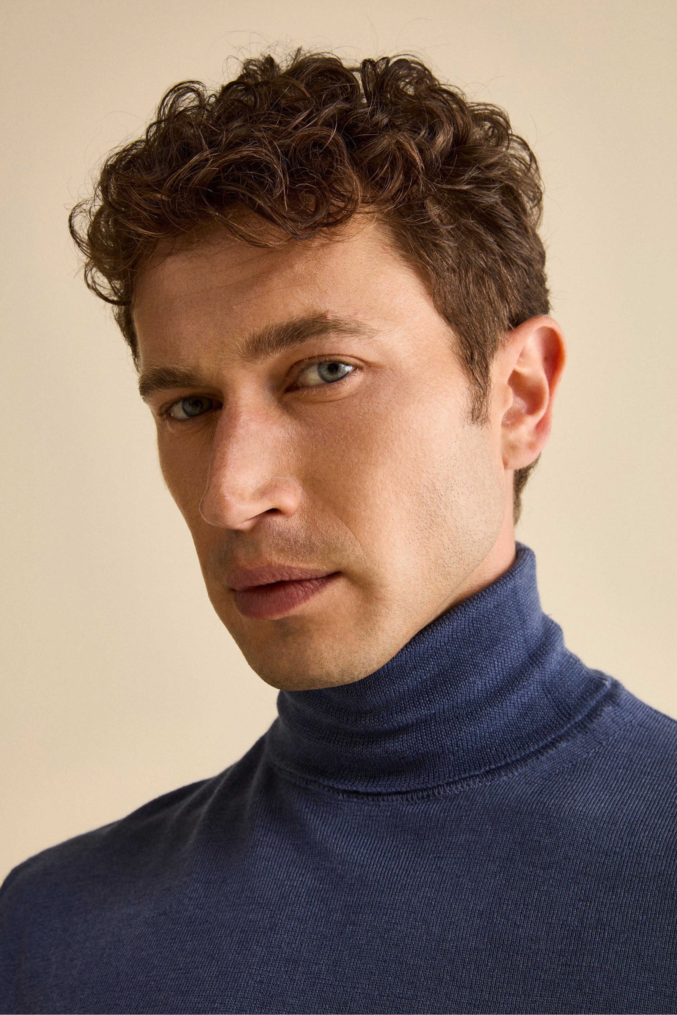 Men’s Merino Wool Turtleneck - DENIM