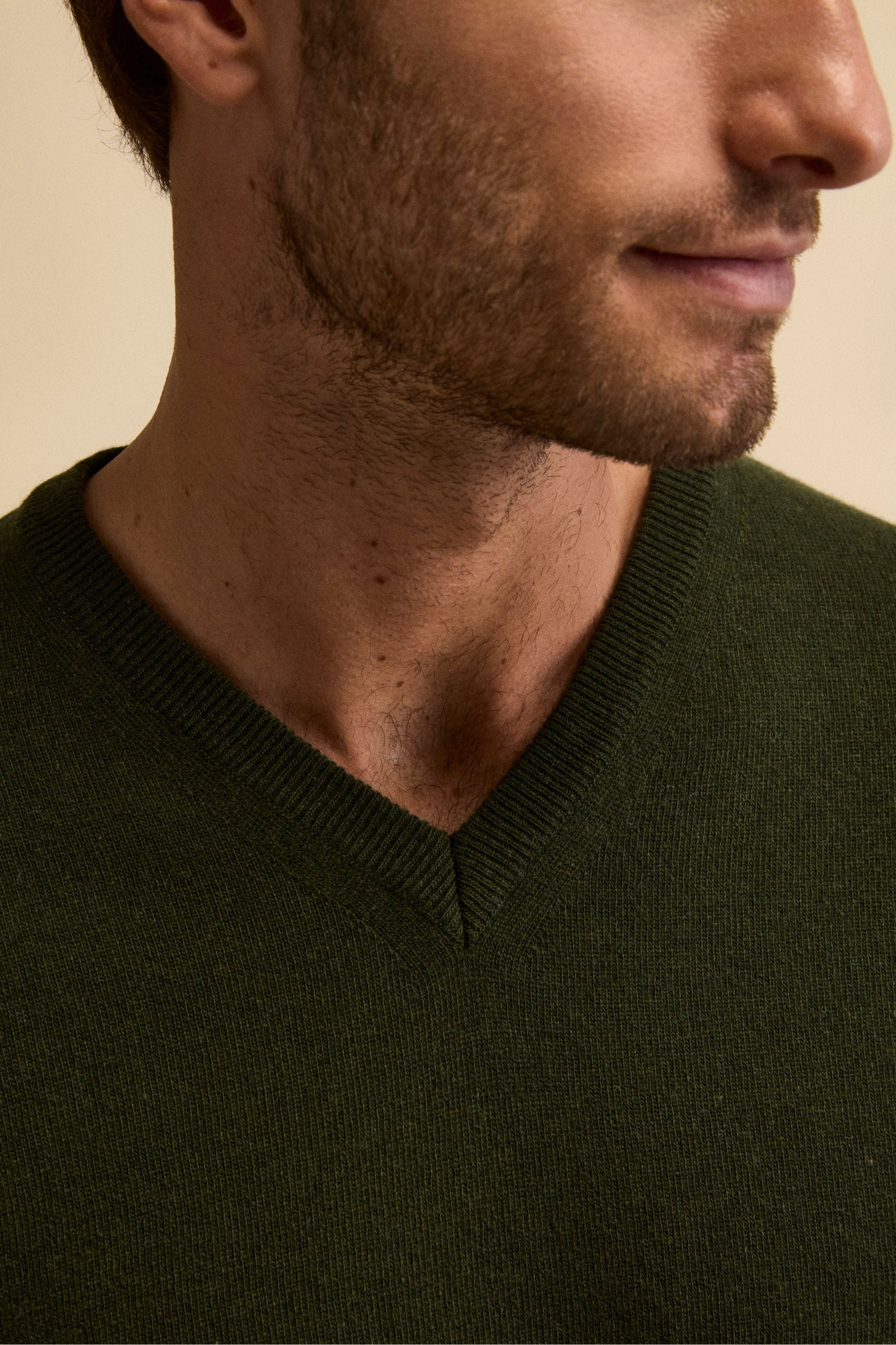Wool V-neck sweater - Green