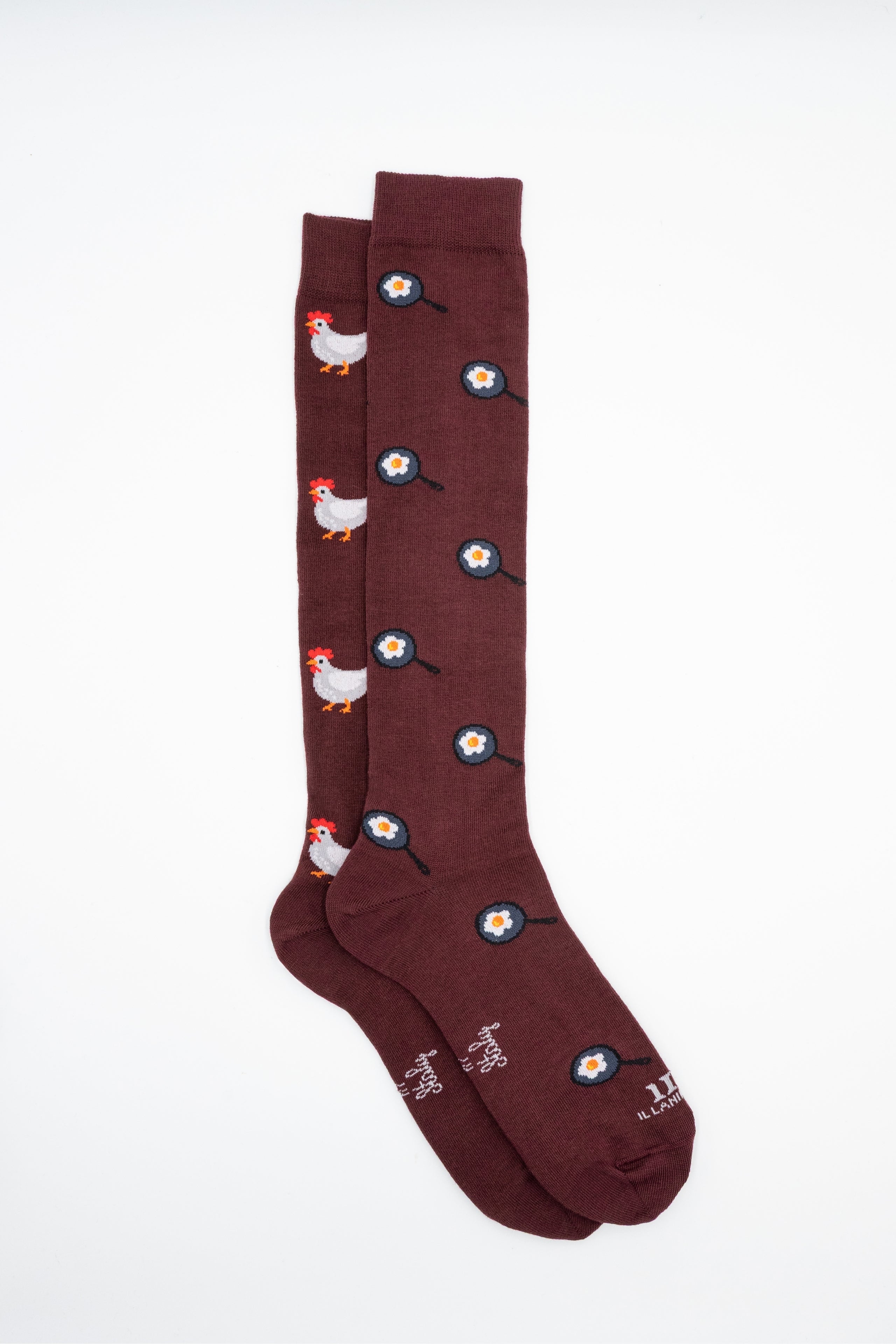 Long Cotton Socks with Pattern - Burgundy