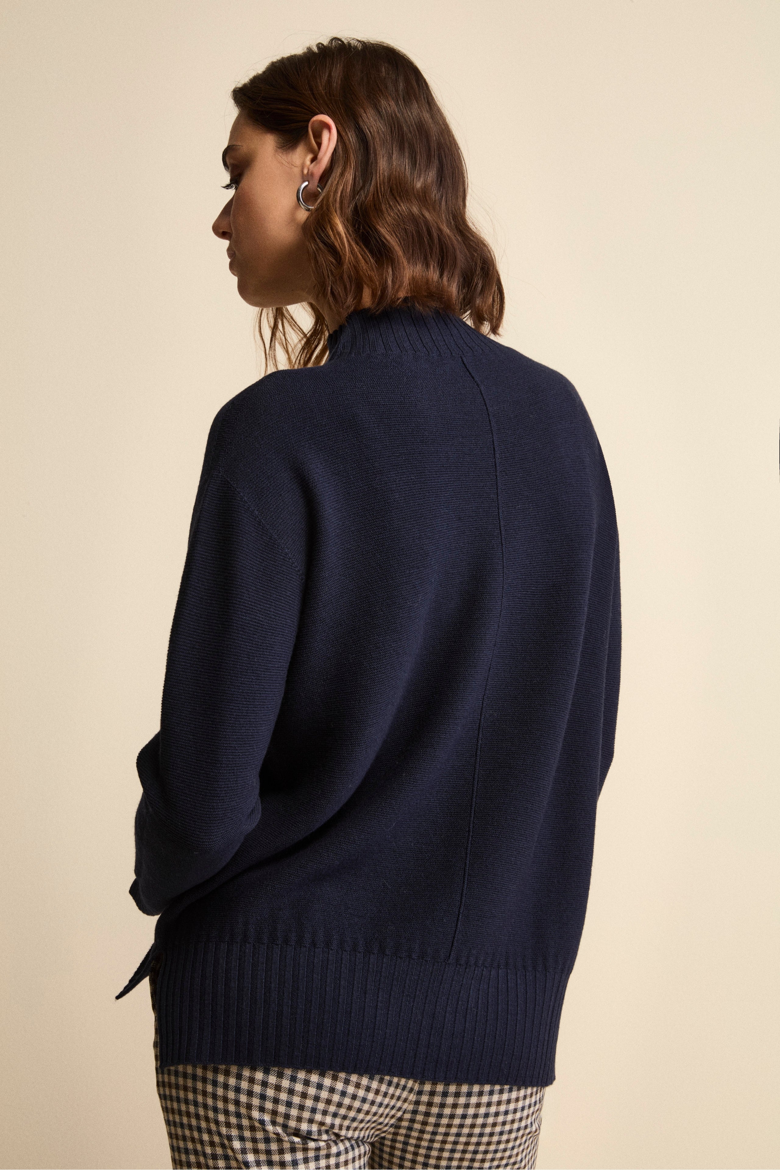 Links-Knit Turtleneck in Merino Wool - BLUE