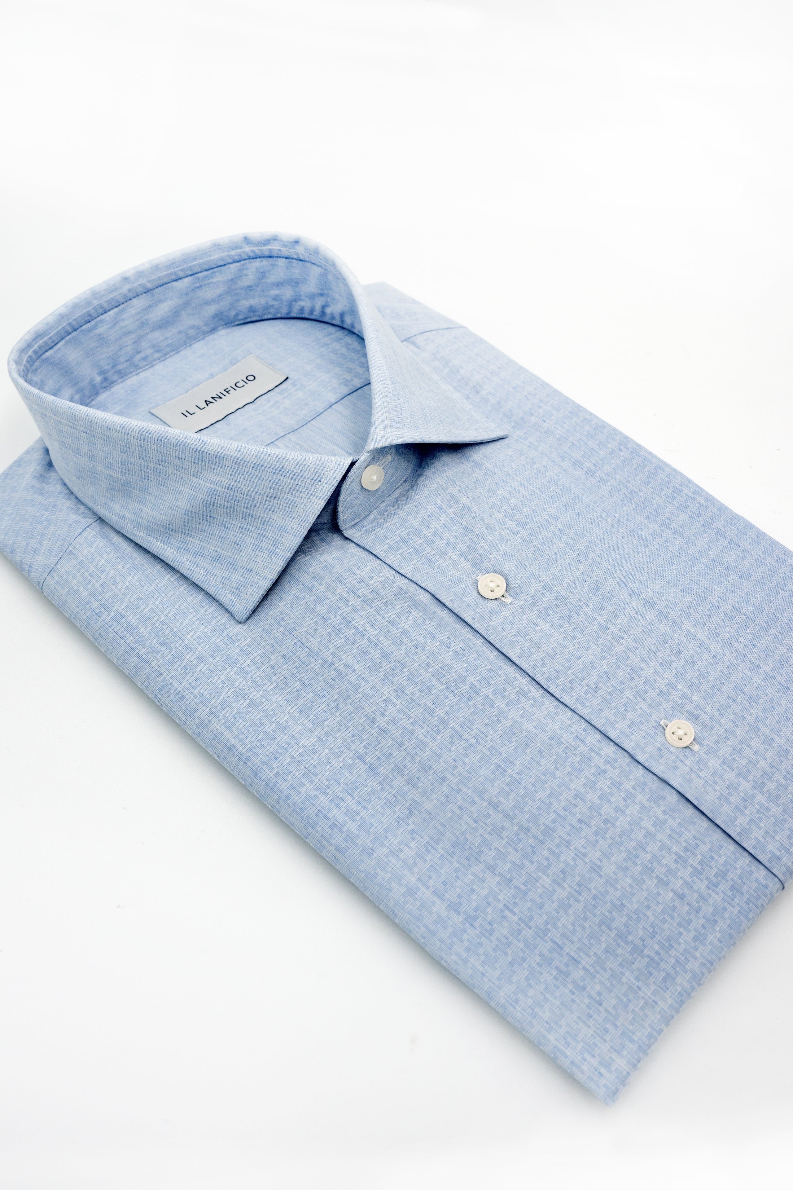 Regular Fit Shirt with Geometric Pattern - Light blue pattern