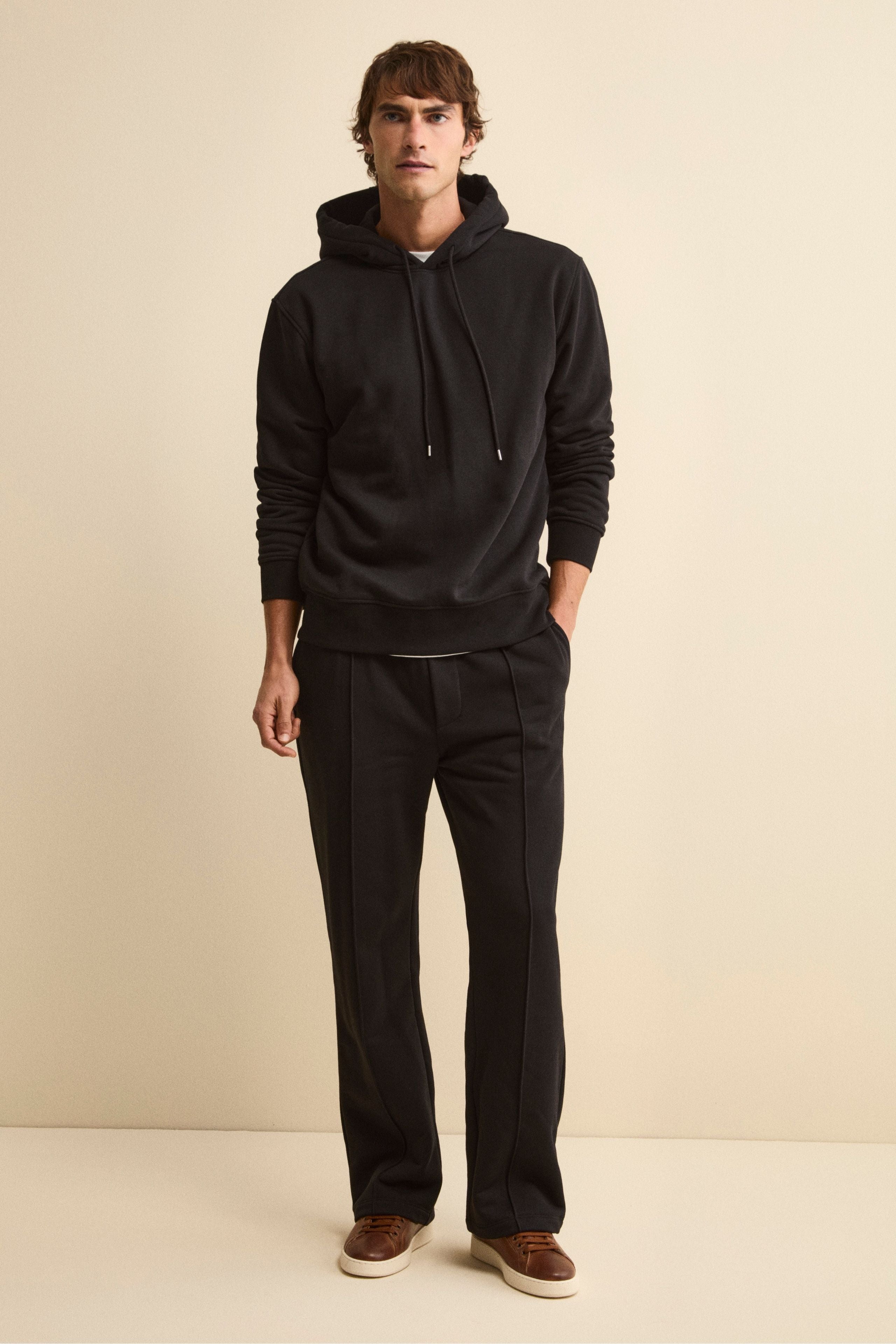 Wide-Leg Sport Trousers - BLACK