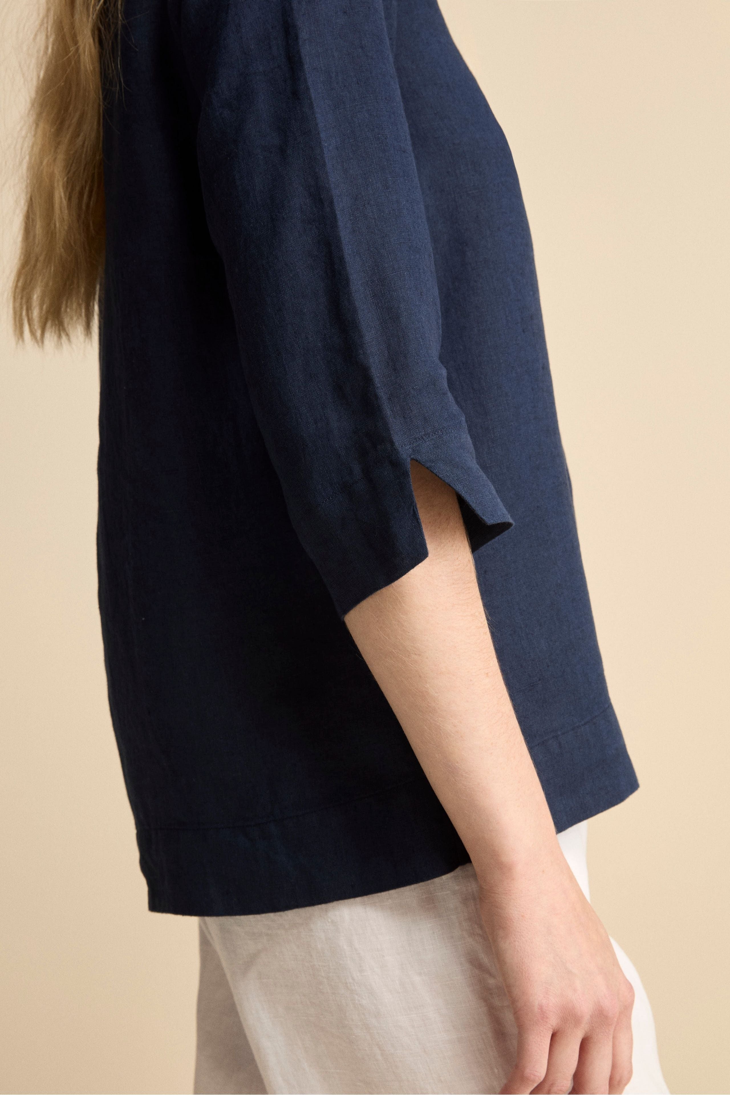 Camicia Boxy in Lino - NAVY