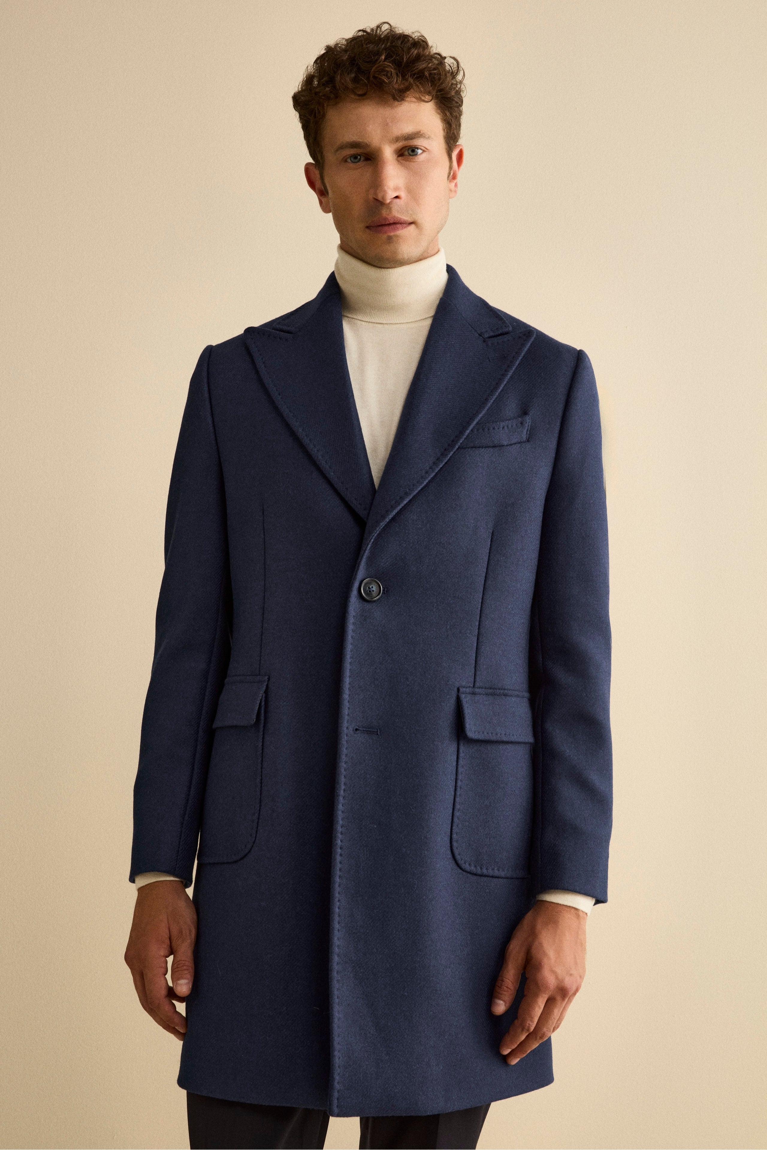 Twill Coat in Wool - BLUE