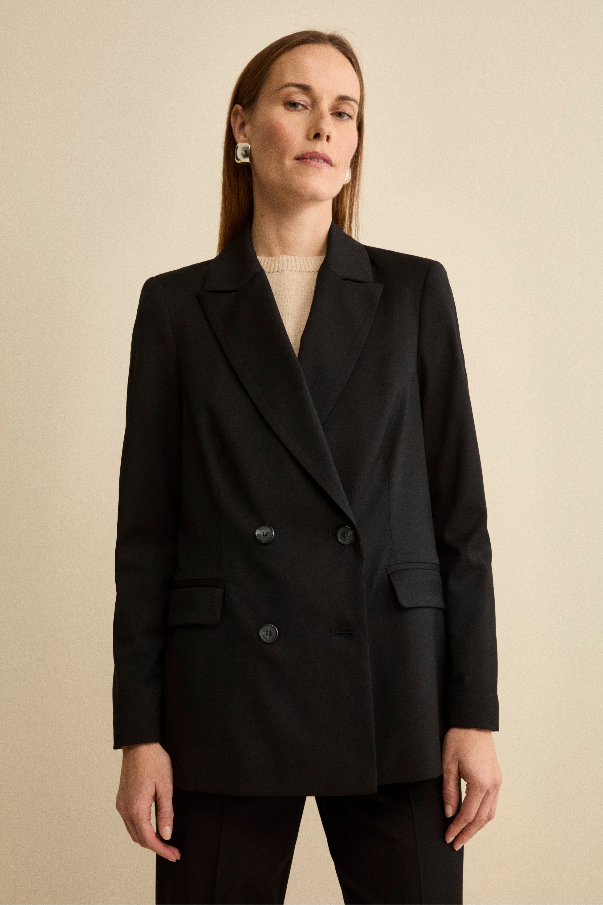 Double-Breasted Suit in Virgin Wool - BLACK