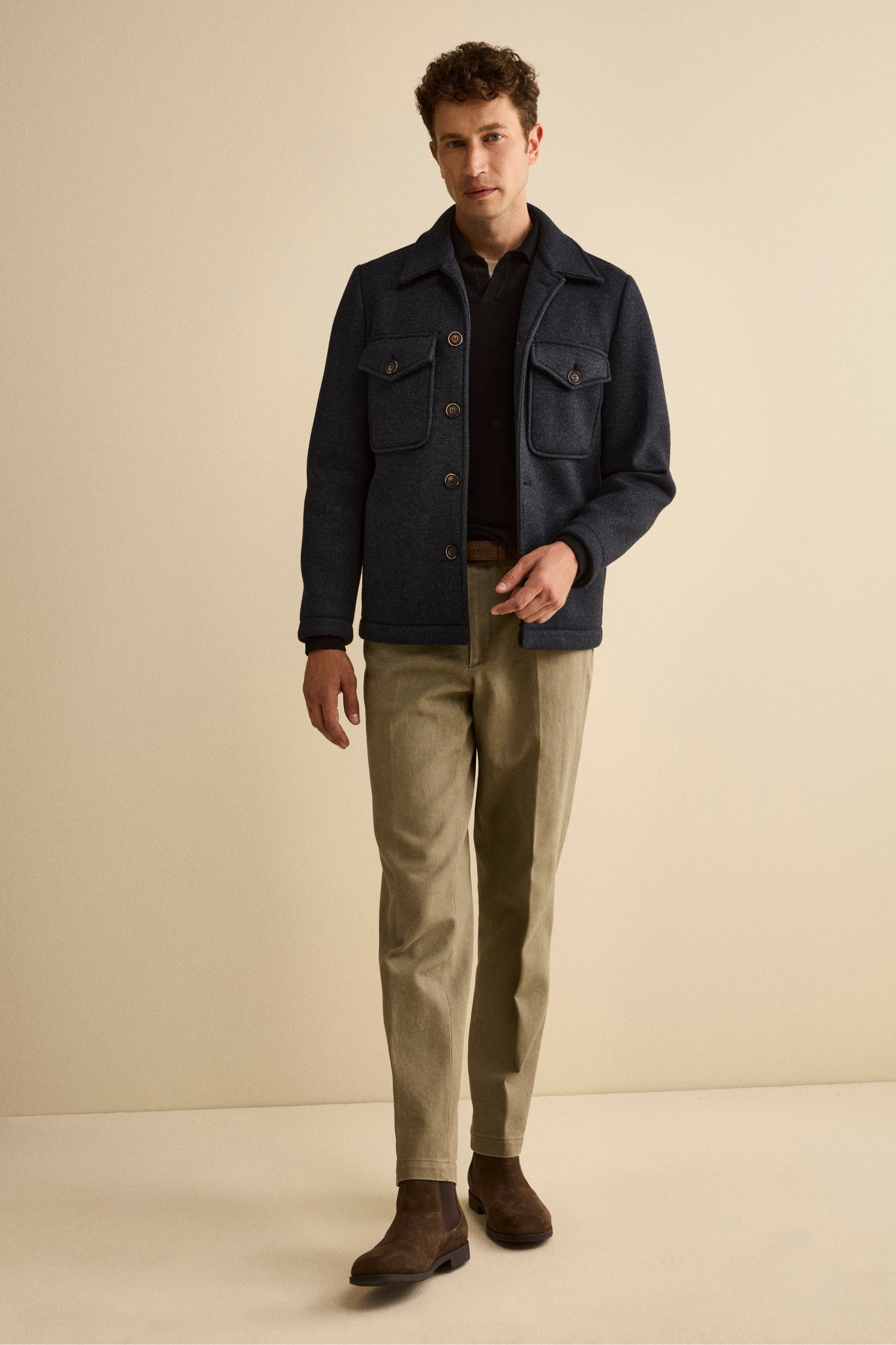 Worker Jacket in Prince of Wales Check - BLUE/BLACK PATTERN