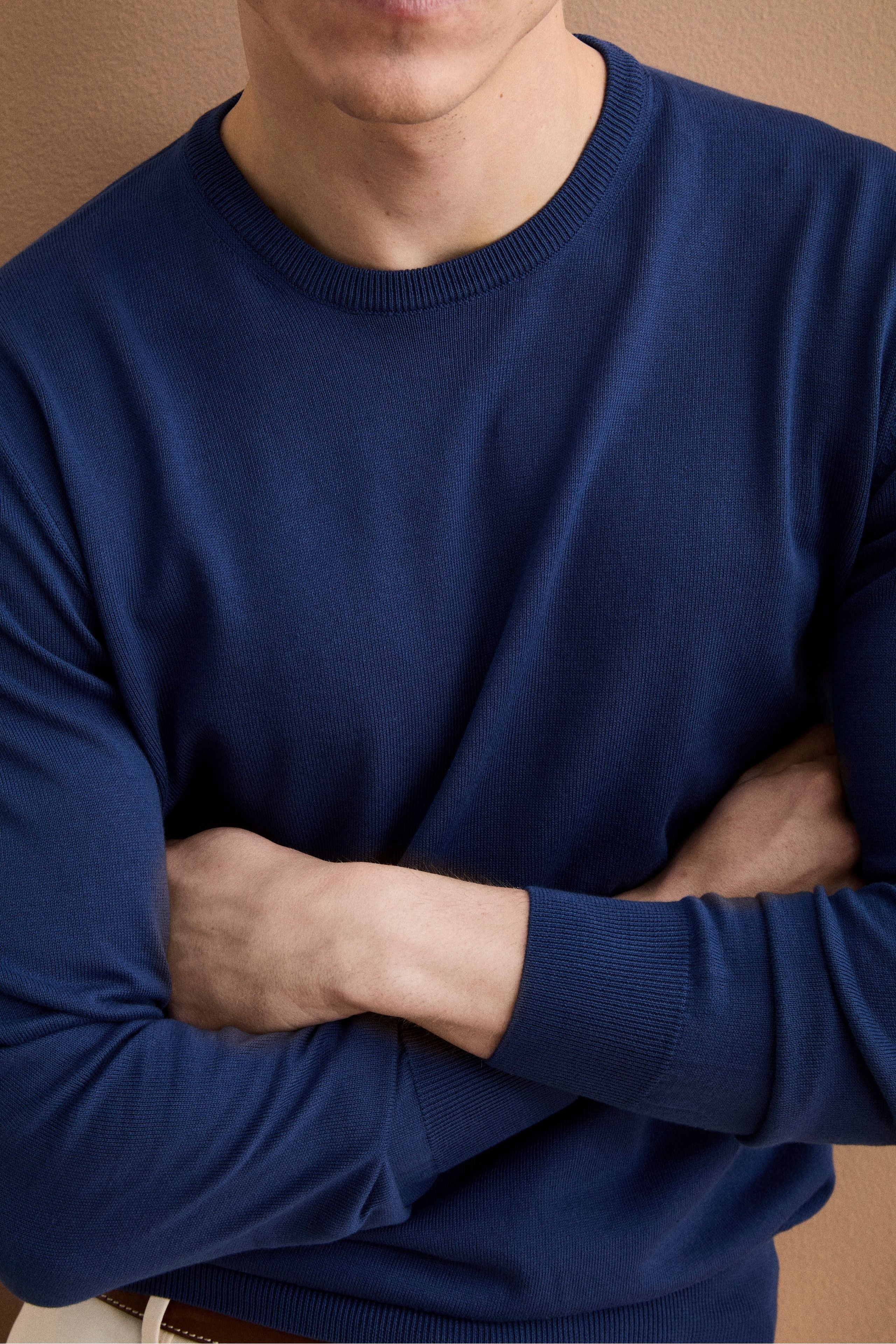 Baumwollpullover mit Rundhalsausschnitt - Luftwaffe blau