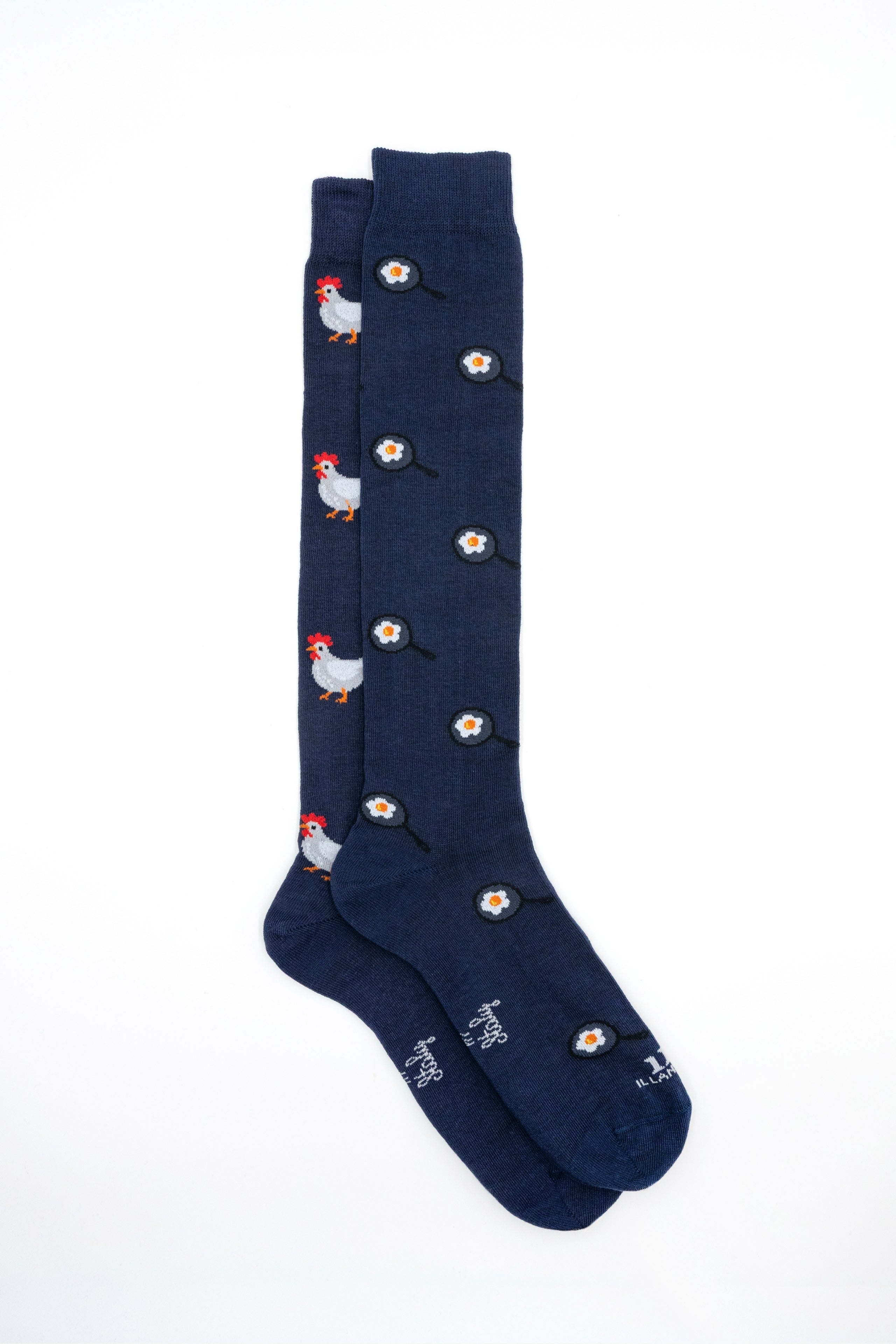 Long Cotton Socks with Pattern - BLUE