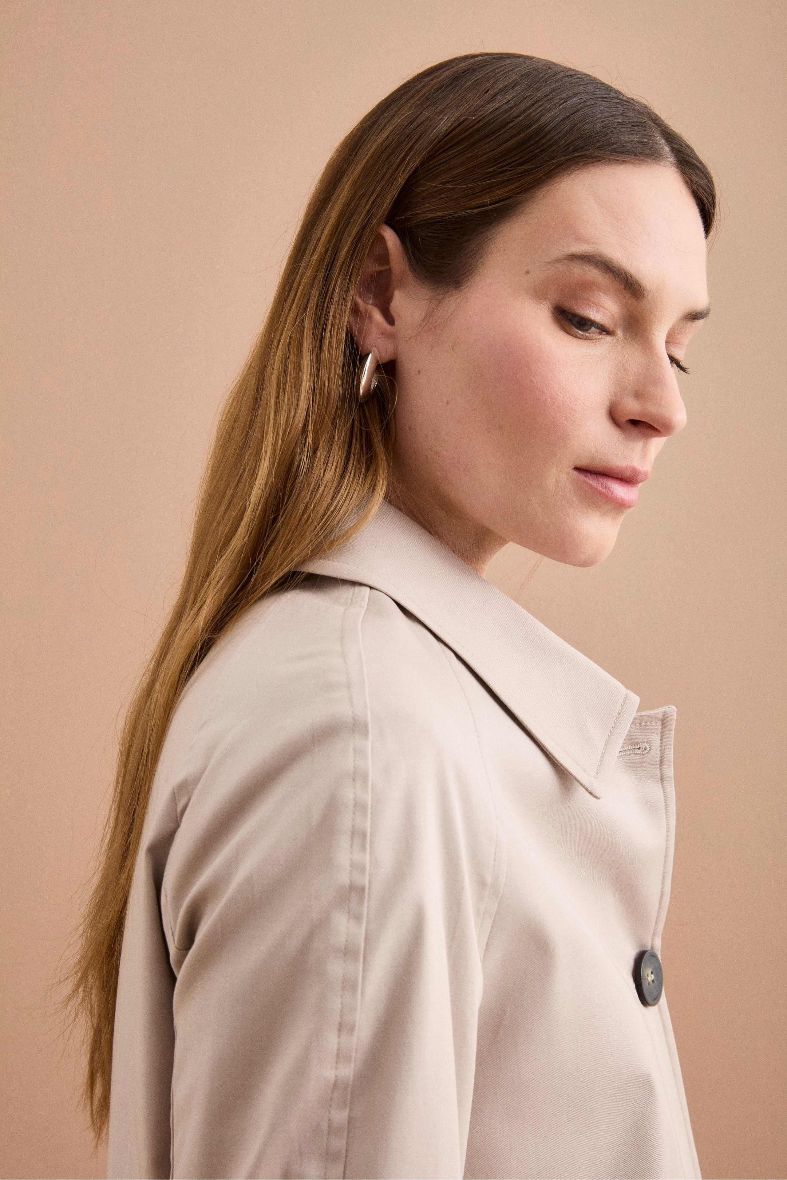 Trench Monopetto Foderato con Collo a Camicia - SABBIA