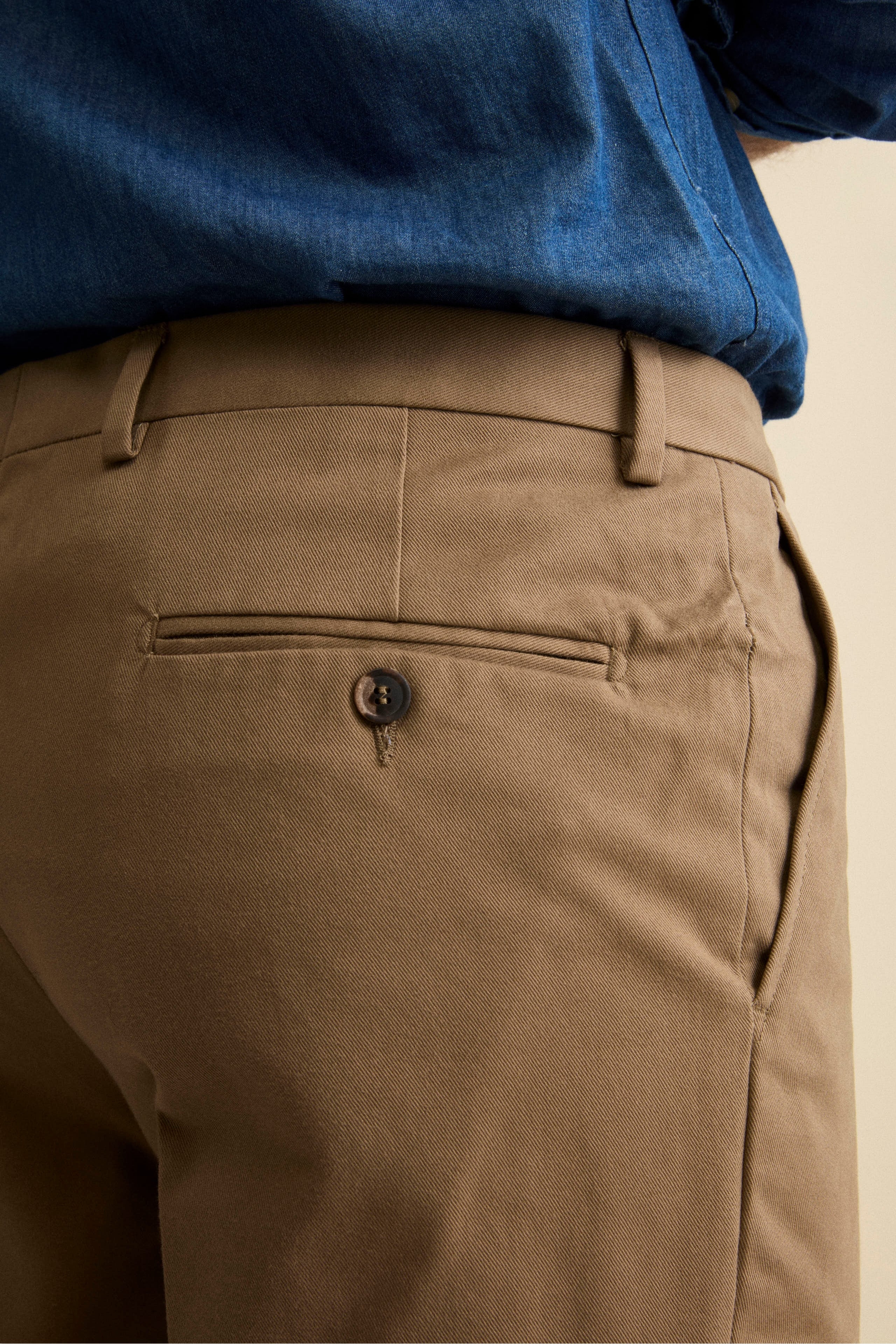 Regular Fit Chino Trousers in Gabardine - BEIGE