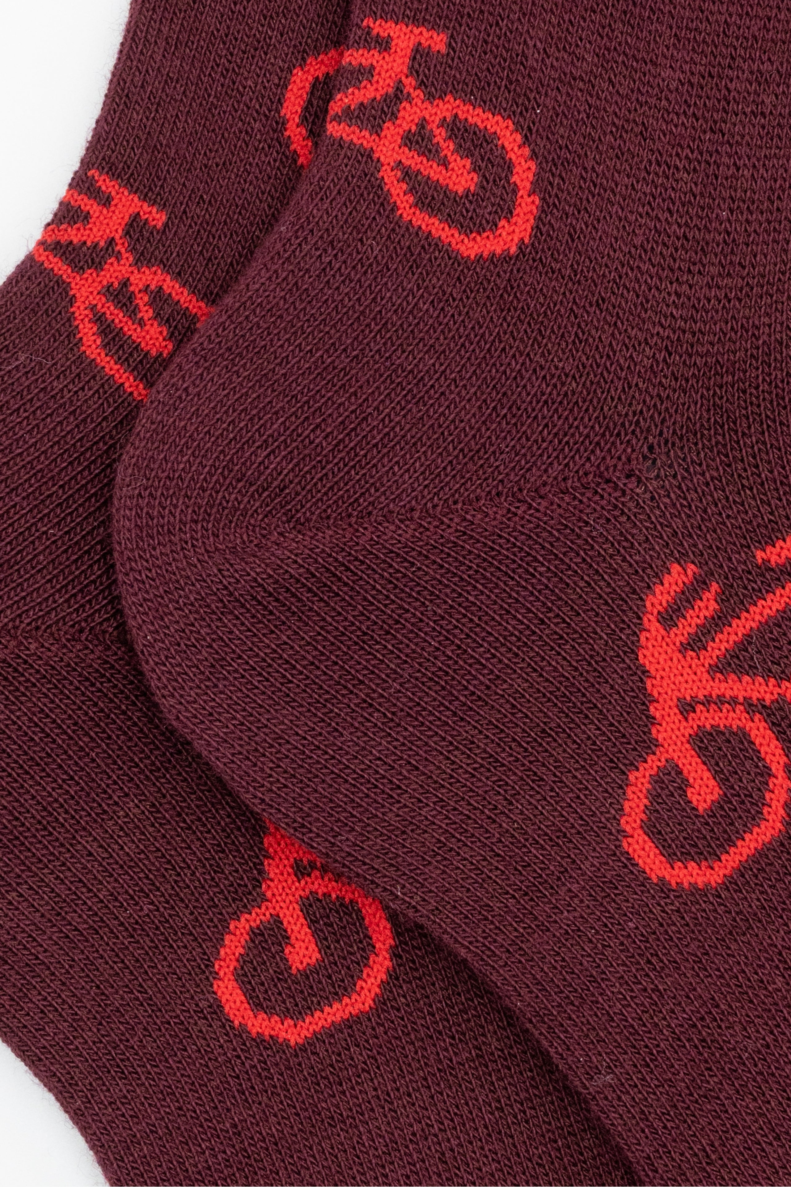 Short Socks with Bicycle Pattern - Burgundy