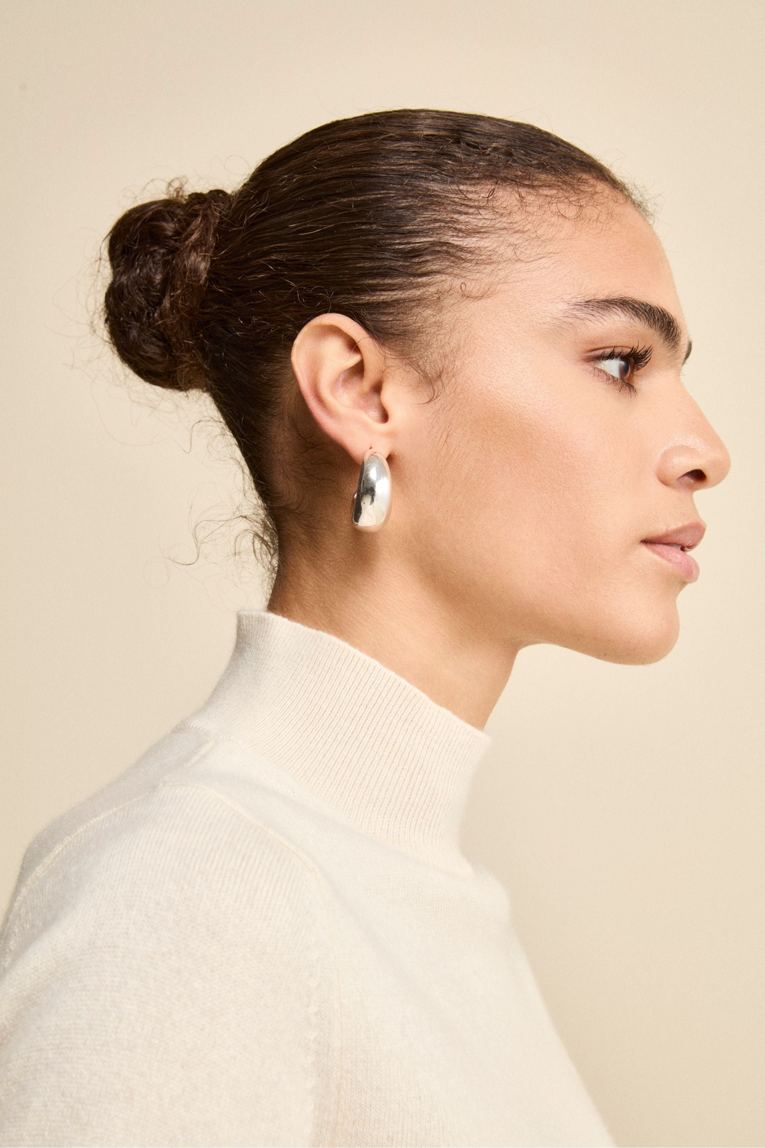 Turtleneck in Silk and Cashmere - Cream white