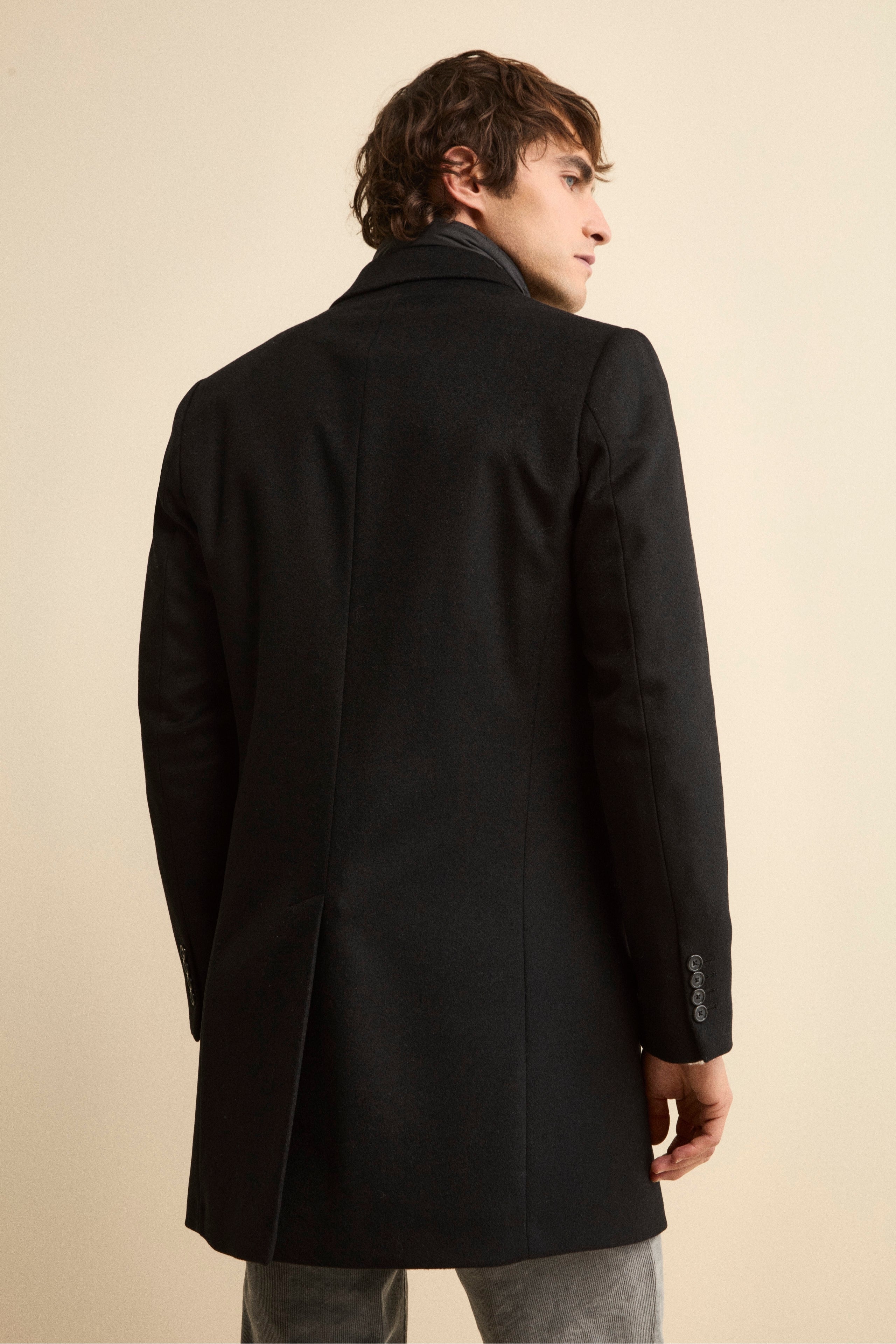 Wool and cashmere coat - BLACK
