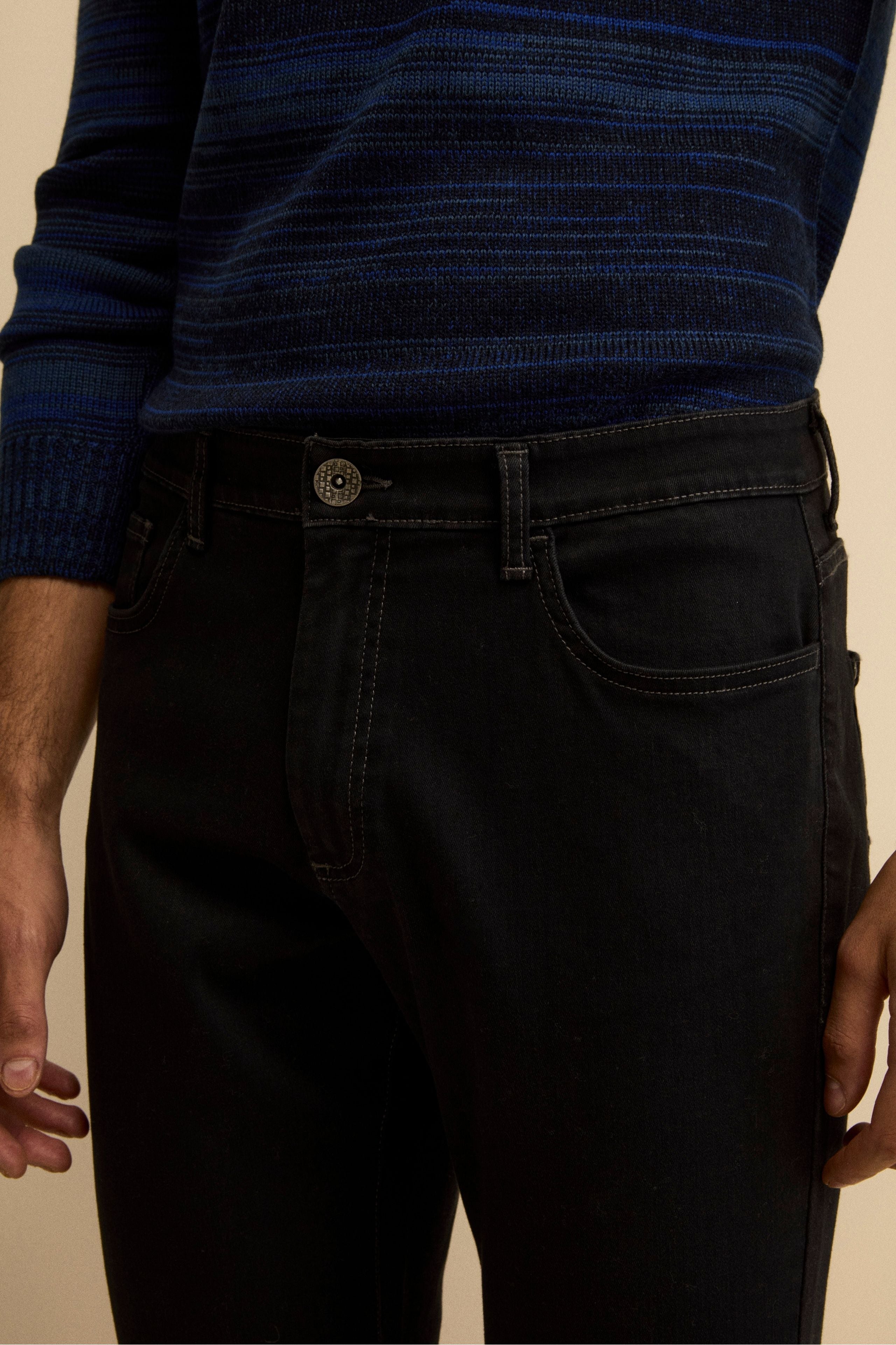 Slim-Fit Jeans in Cotton Blend - DENIM/BLACK