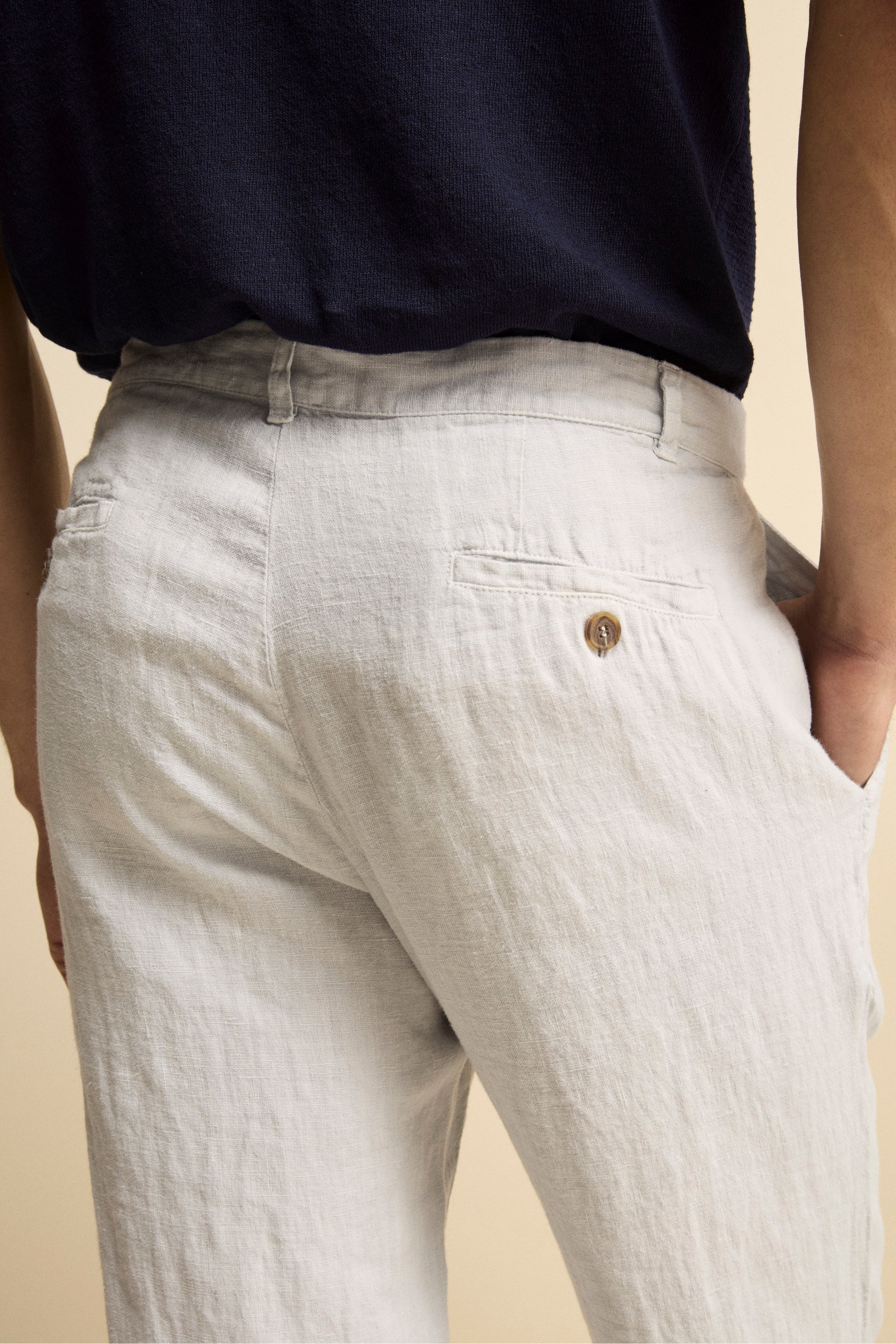 Pantalone Morbido in Lino - GHIACCIO