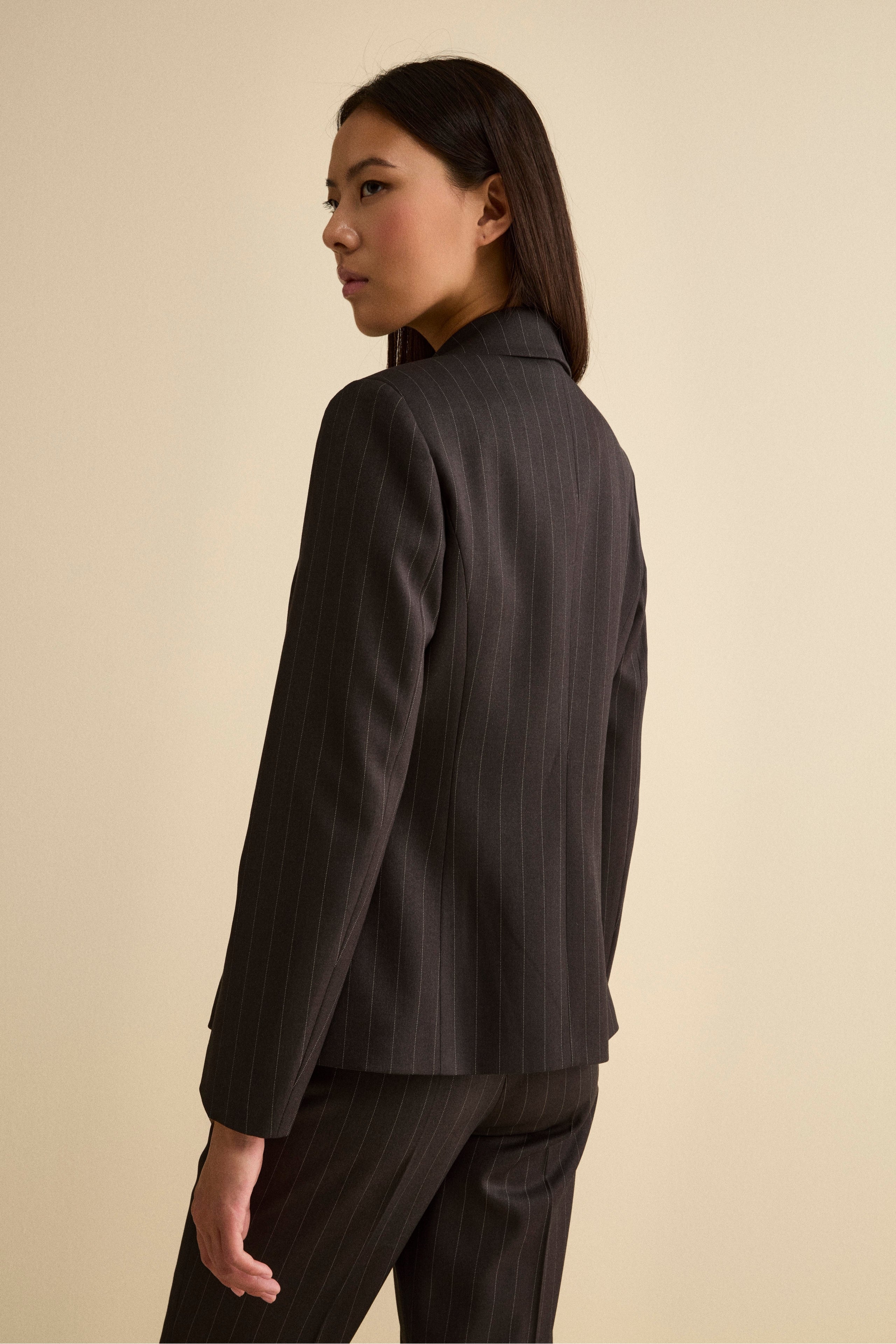 Pinstripe Double-Breasted Jacket Regular Fit - Grey pinstripe