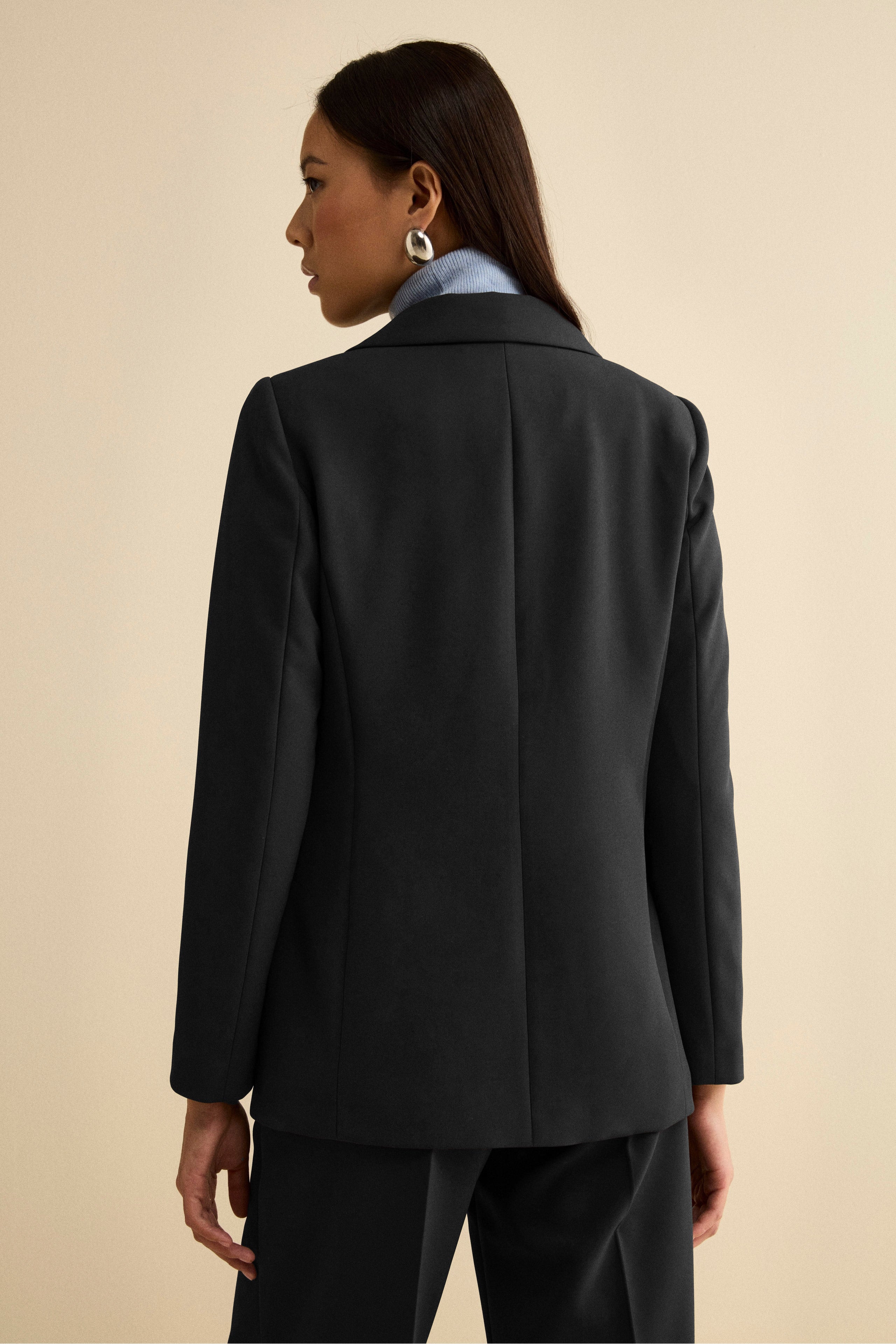 Lined Bi-Stretch Jacket Regular Fit - BLACK