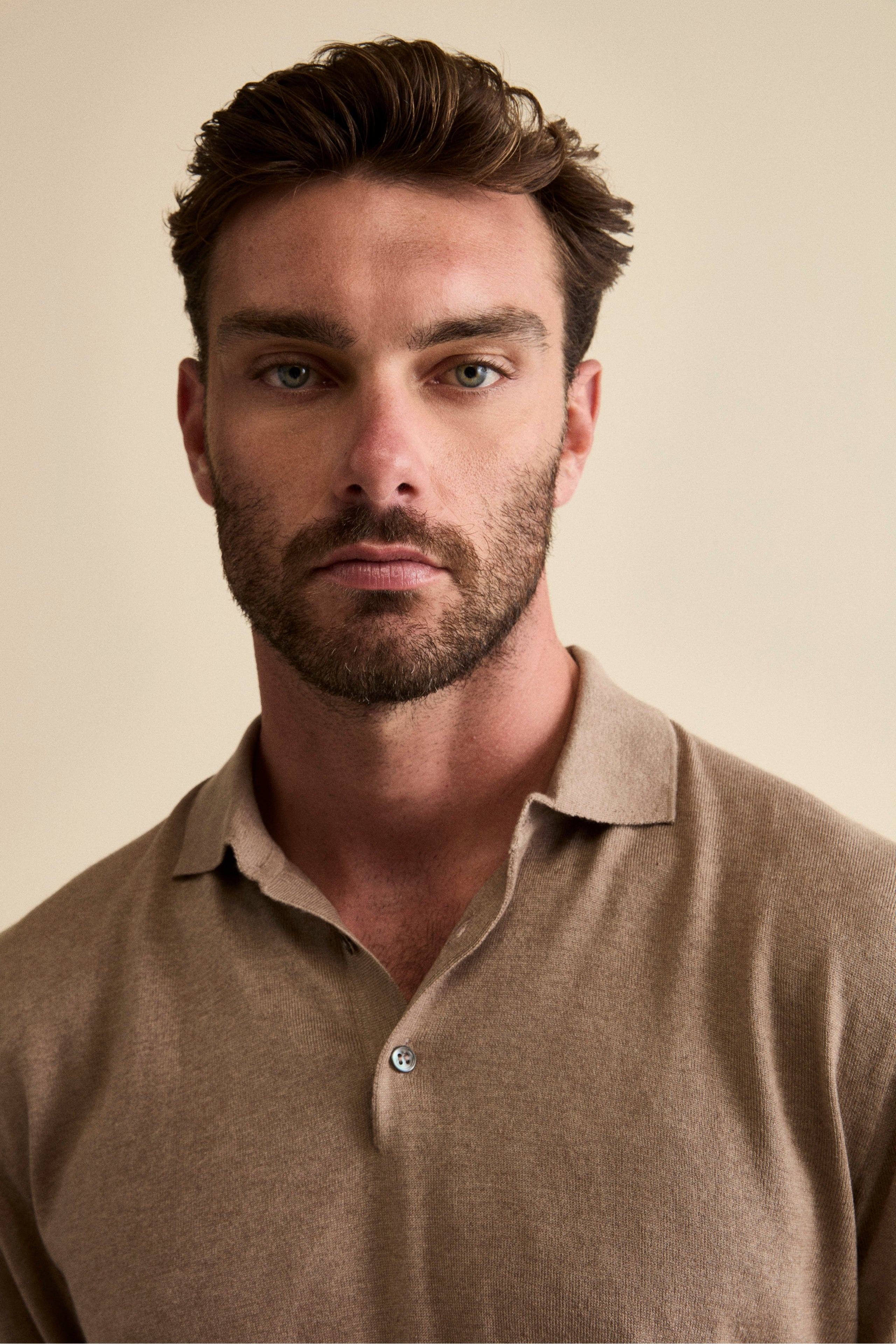 Buttoned Polo Shirt in Silk and Cashmere - MINK