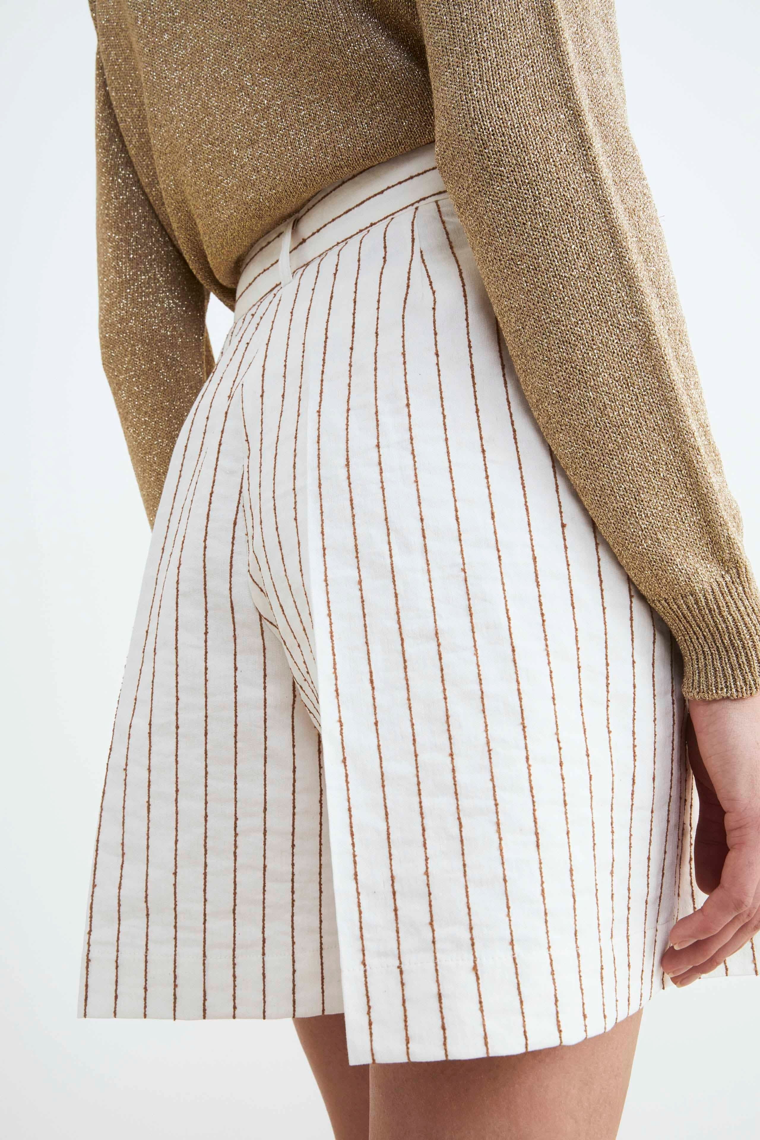 Shorts donna a righe - FANT. AVORIO