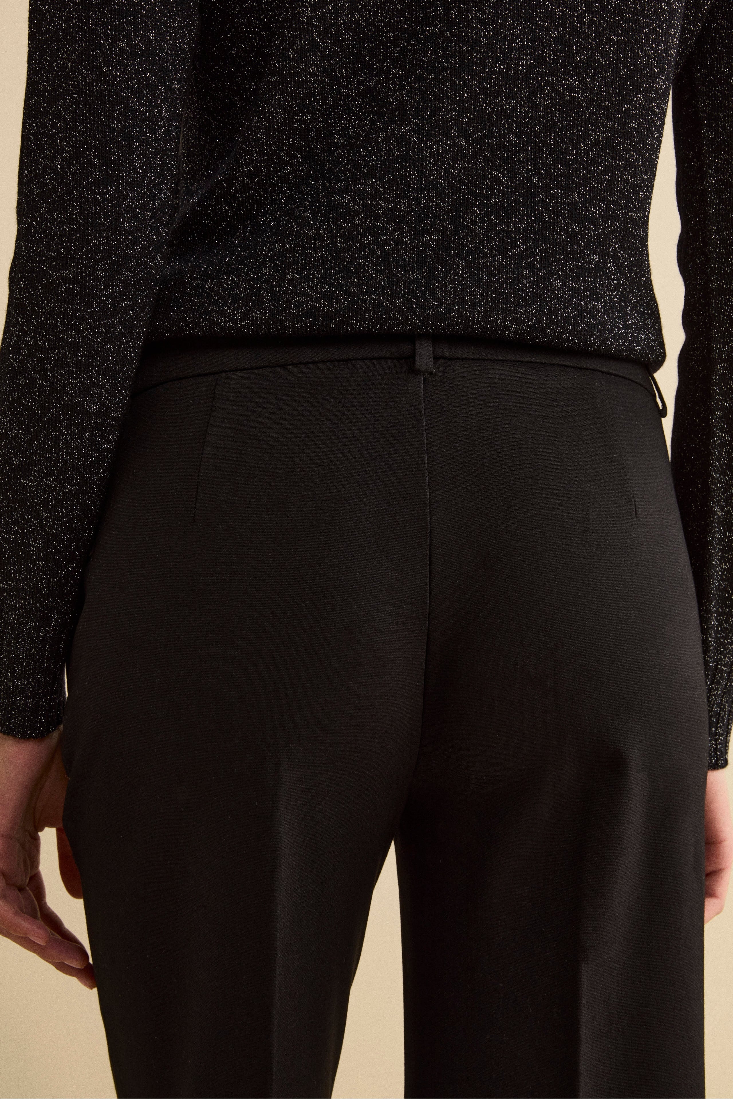 Jersey Gaucho Trousers with Pleats - BLACK