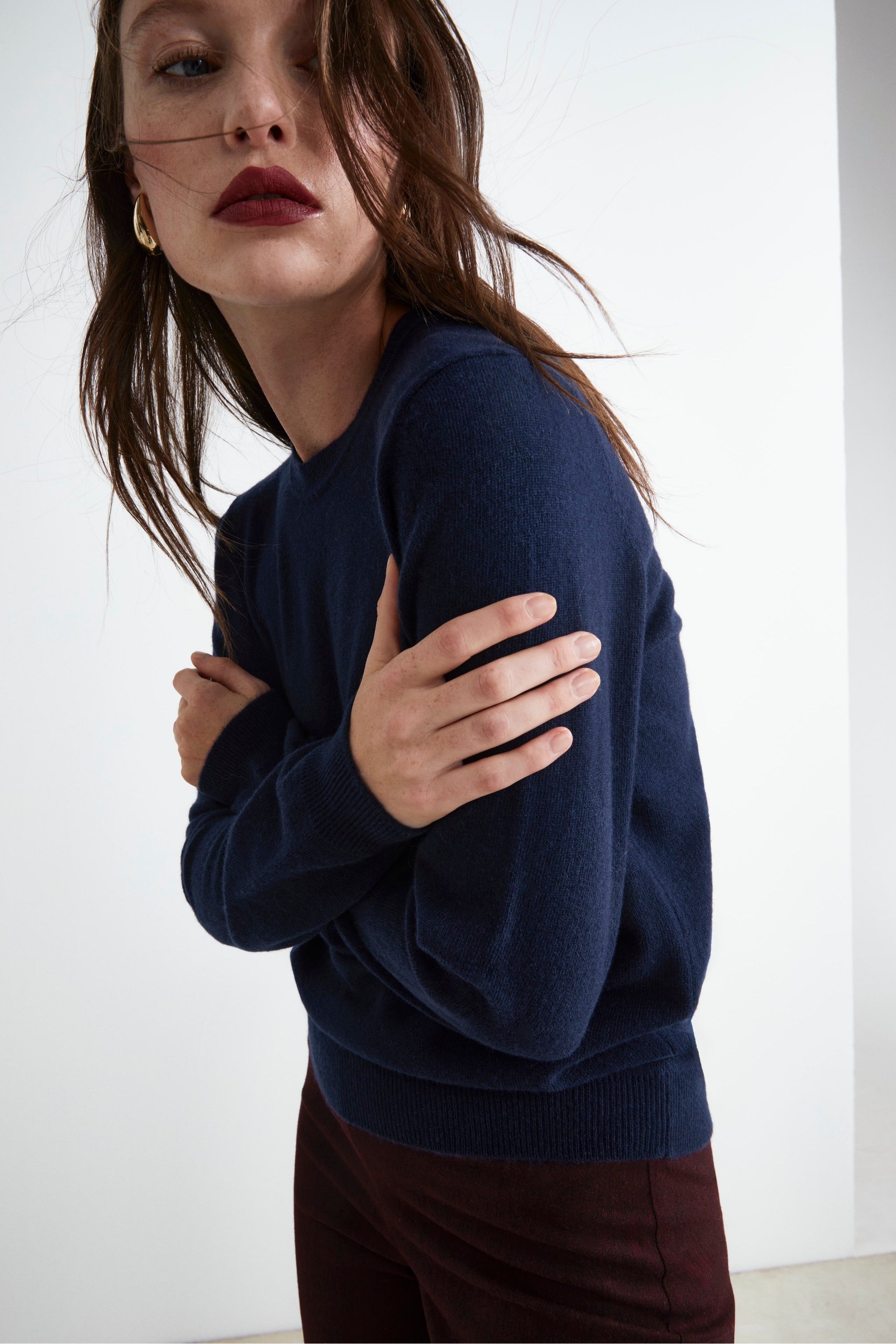 Maglioncino girocollo lana e cashmere - BLU