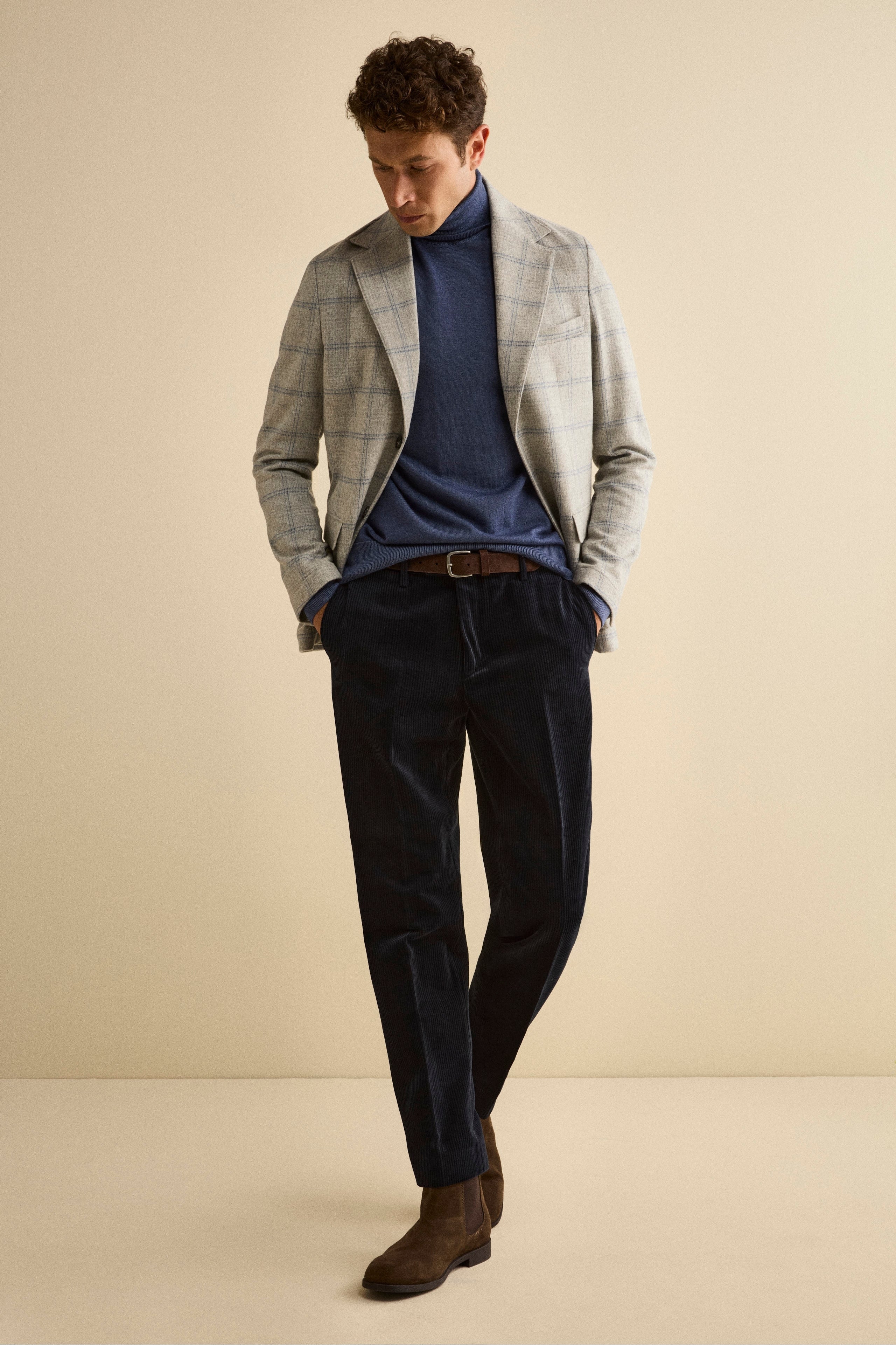 Regular Fit Velvet Trousers - blue